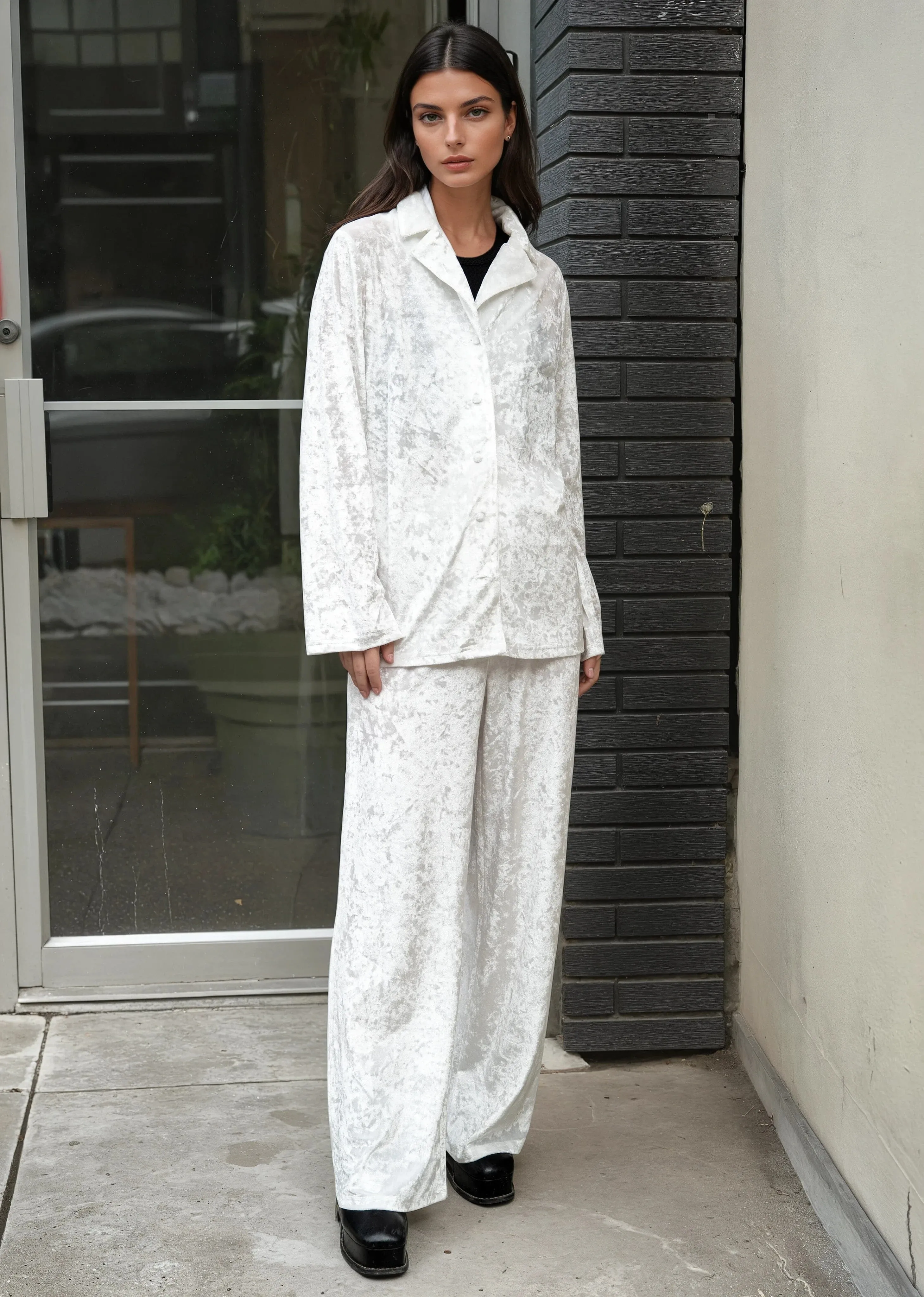 Crushed Velvet Button Up Pant Set sold by Kate Hewko product image thumbnail 2