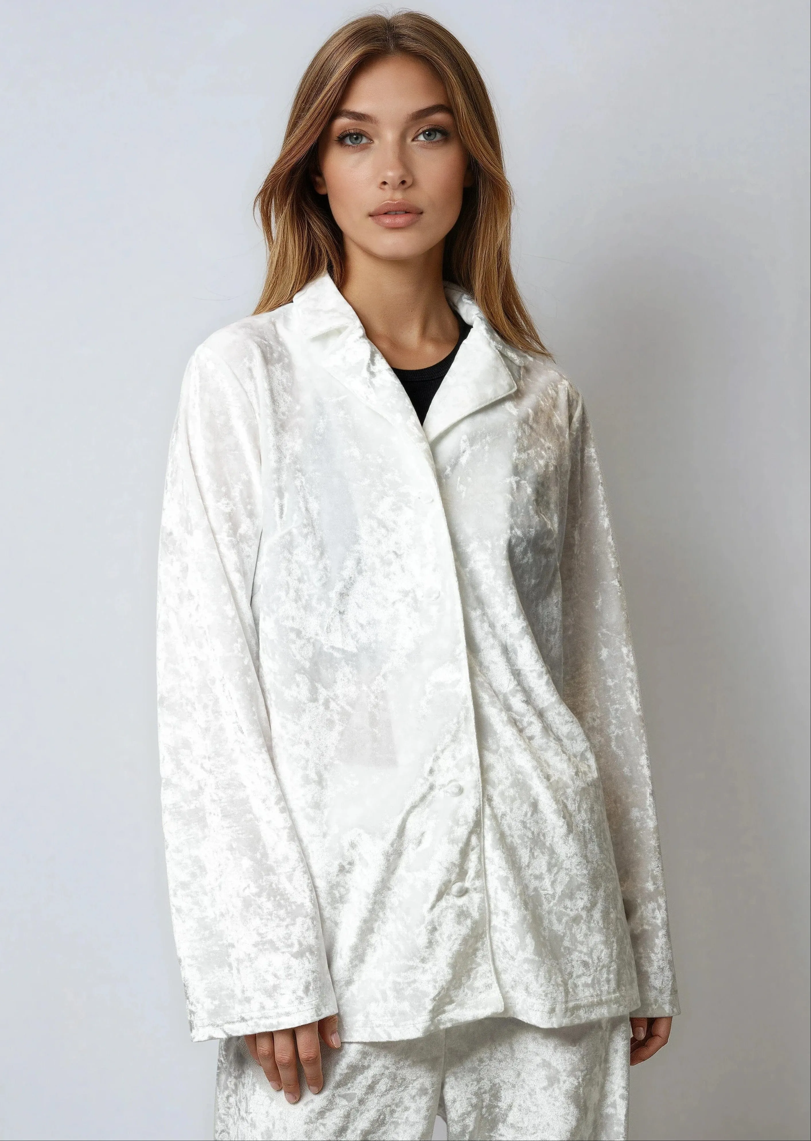 Crushed Velvet Button Up Pant Set sold by Kate Hewko product image thumbnail 3