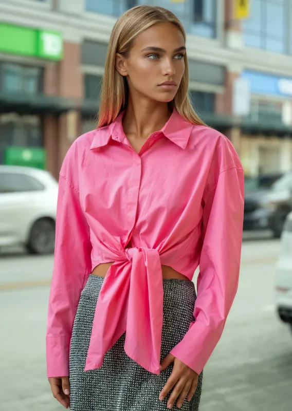 Cropped Front Tie Dress Shirt made by Kate Hewko