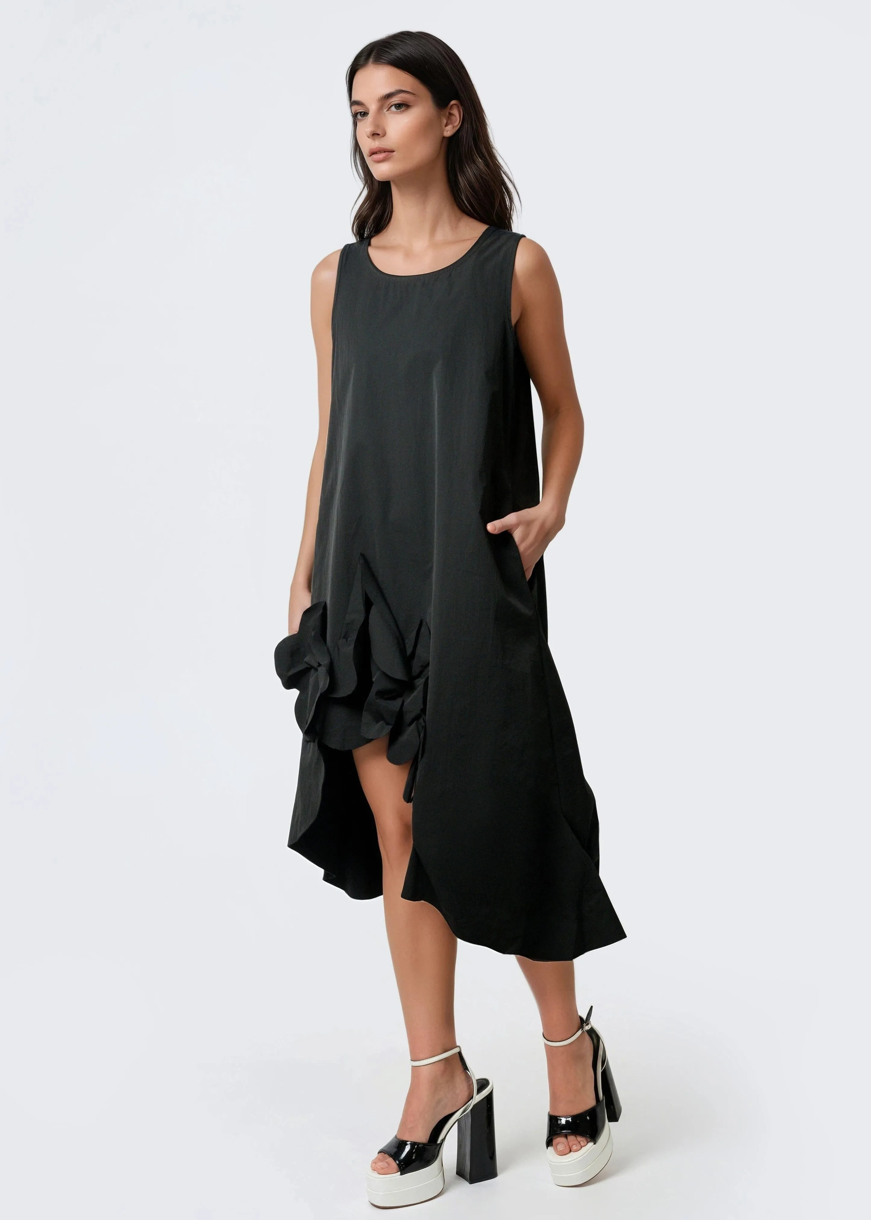 Asymmetrical Ruffle Hem Tank Dress sold by Kate Hewko product image thumbnail 4