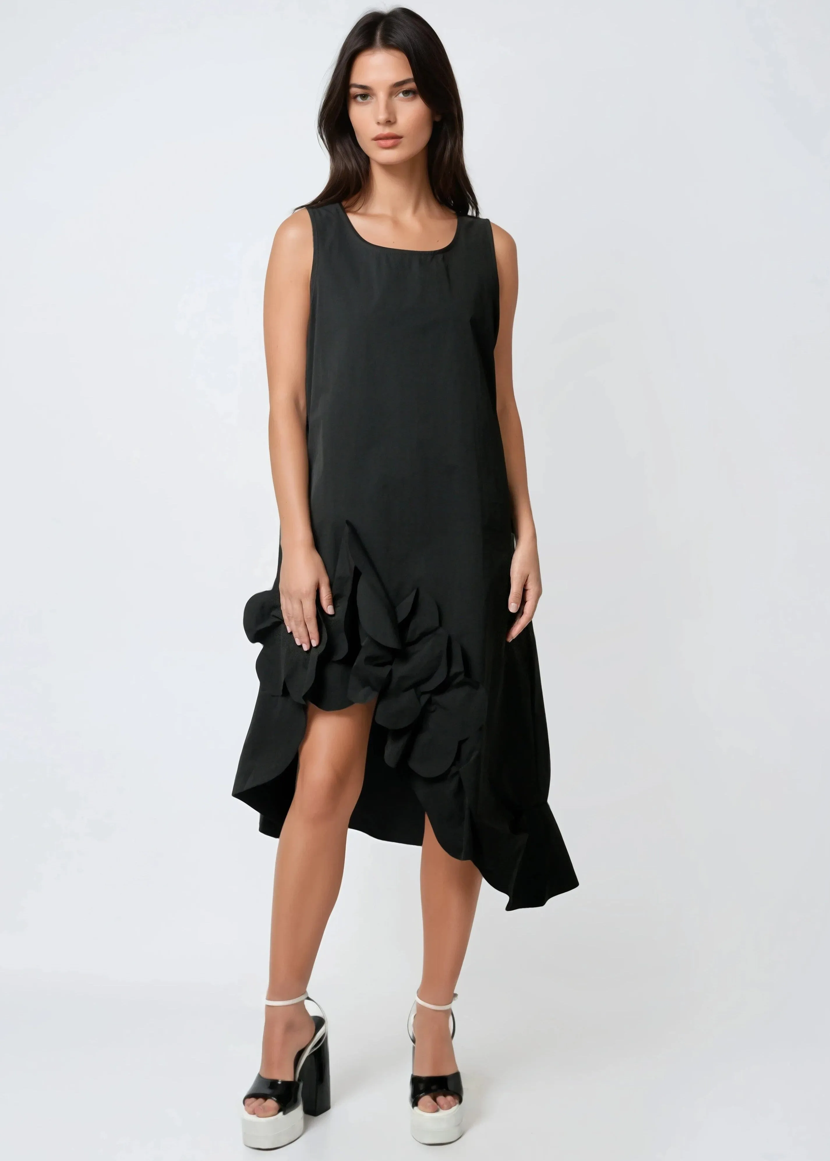 Asymmetrical Ruffle Hem Tank Dress sold by Kate Hewko product image thumbnail 3