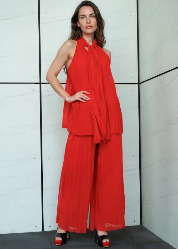 Pleated Neck Tie Pant Set made by Kate Hewko