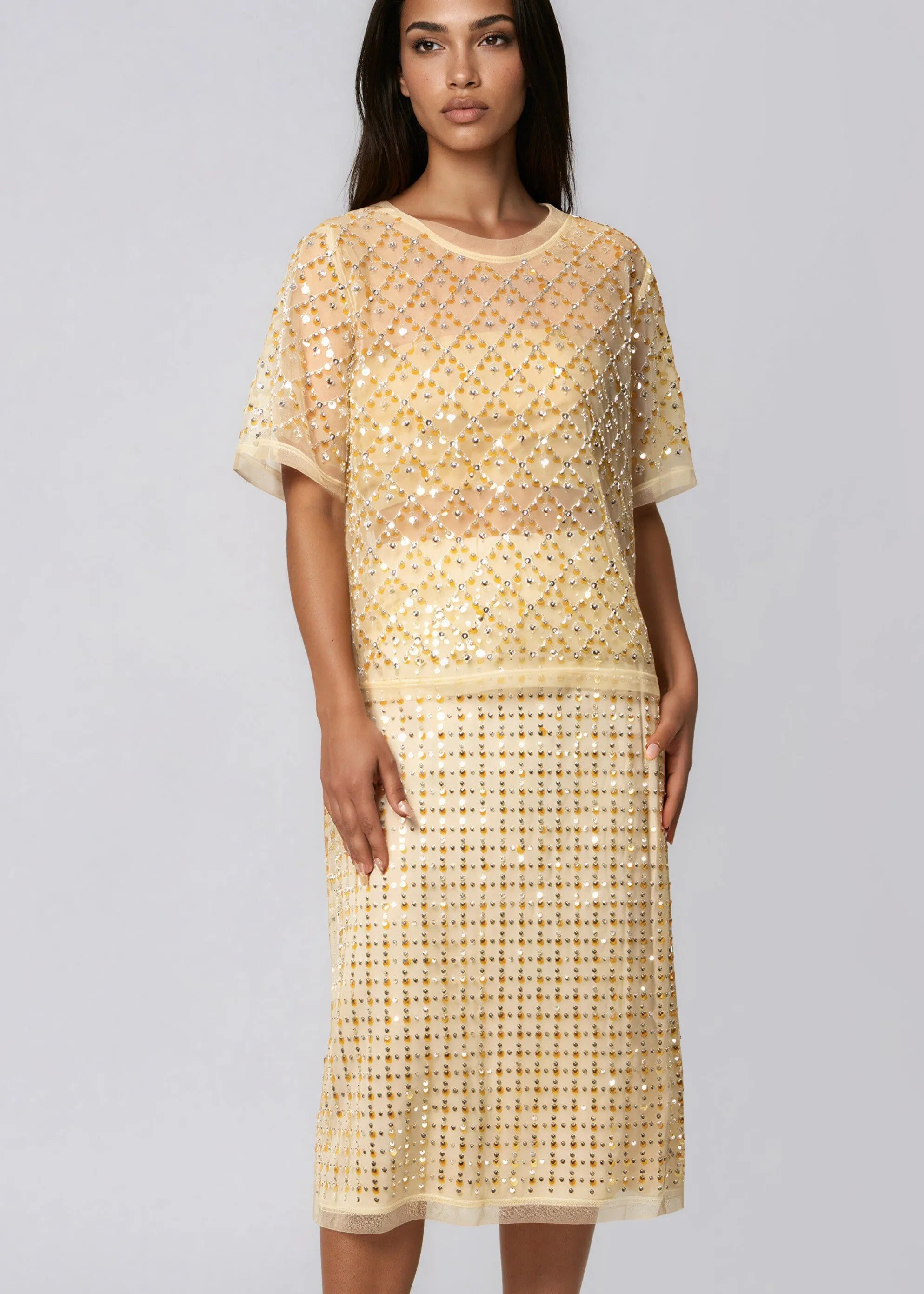 Crystal Grid Mesh Skirt Set sold by Kate Hewko product image thumbnail 5