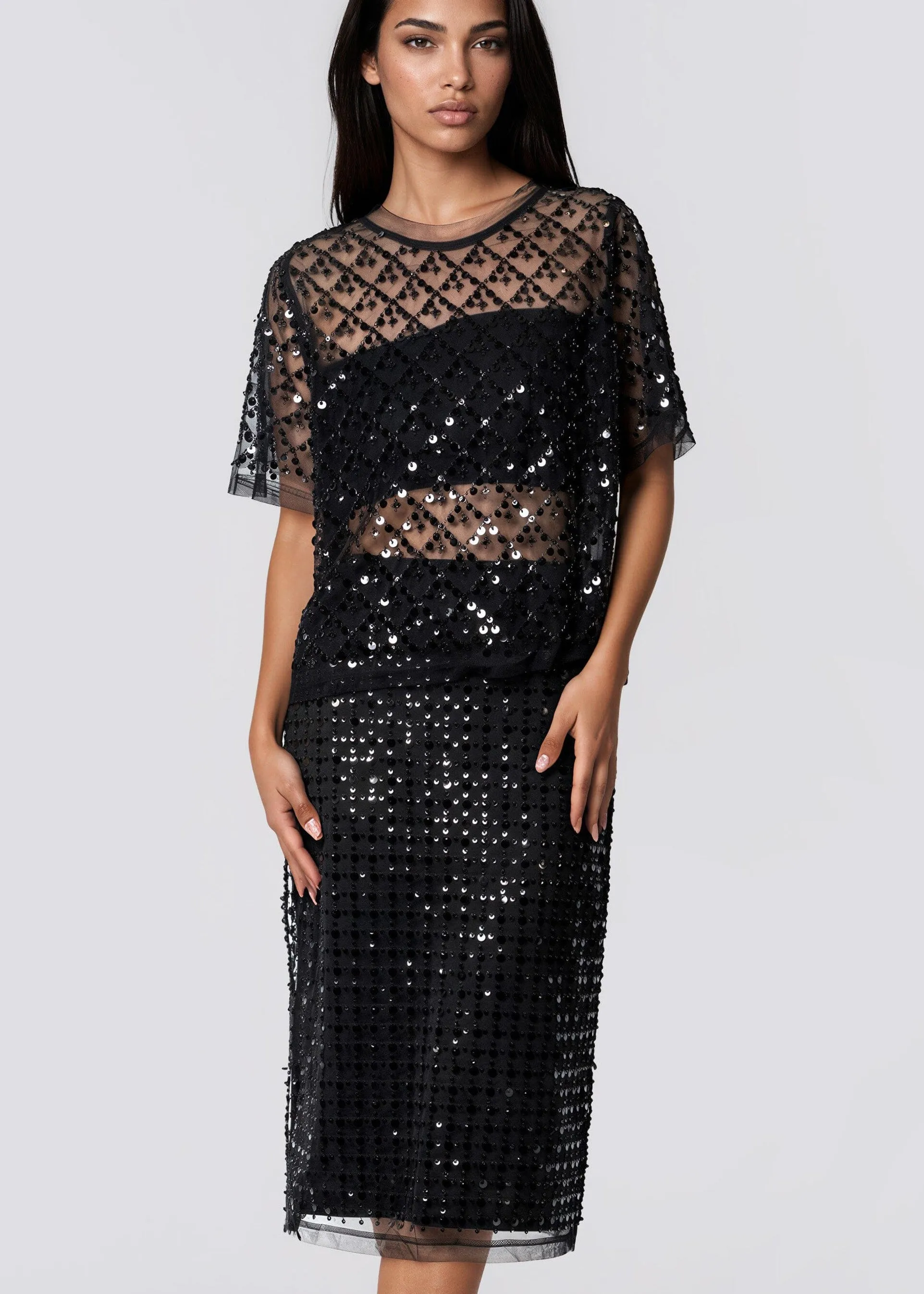 Crystal Grid Mesh Skirt Set sold by Kate Hewko product image thumbnail 2
