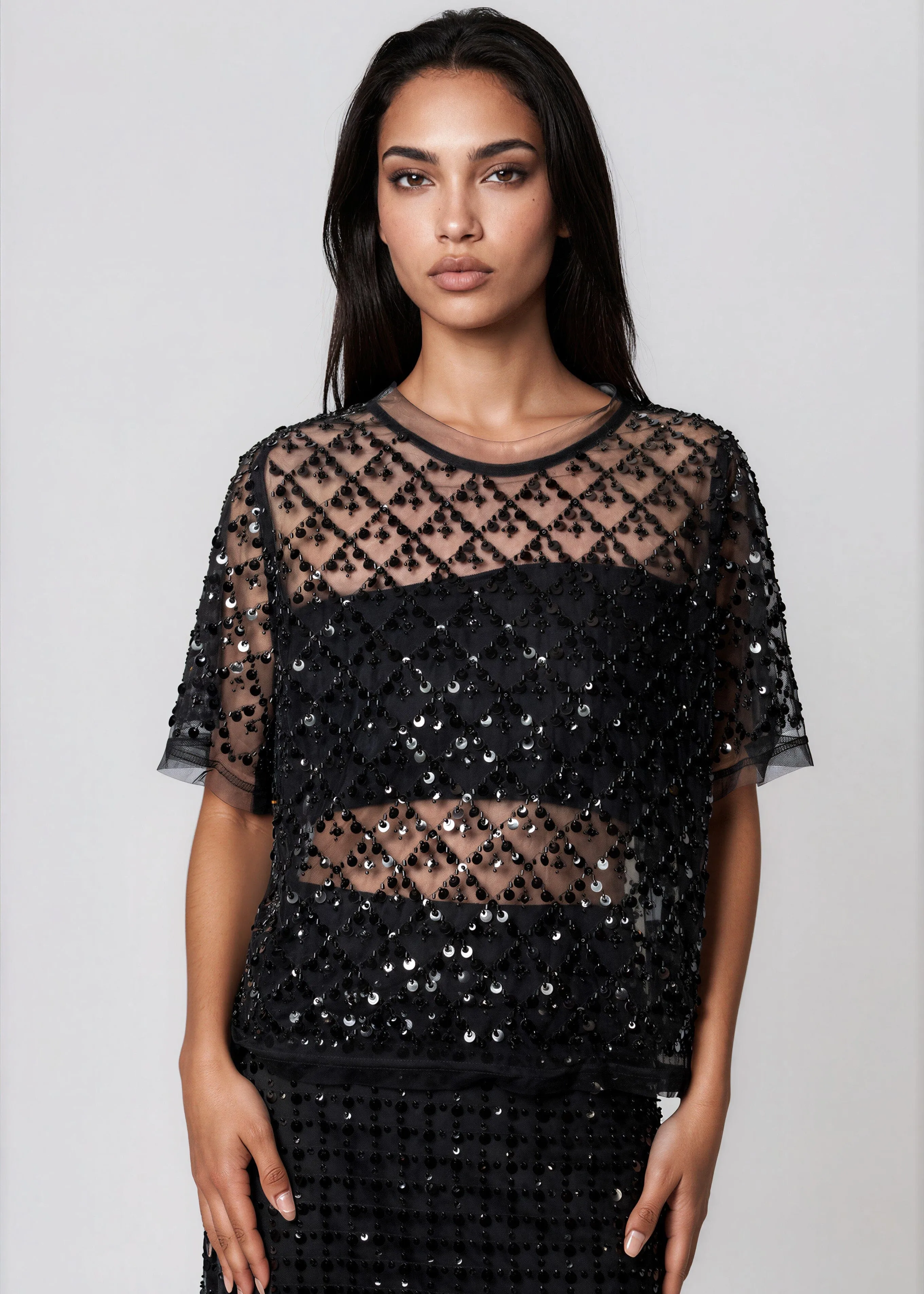 Crystal Grid Mesh Skirt Set sold by Kate Hewko product image thumbnail 3