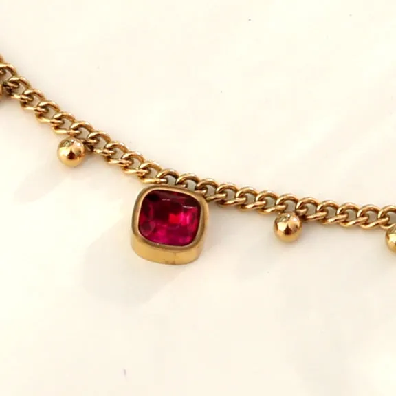 ROWEN Beaded Chain Bracelet with a Red Crystal Charm sold by Lav & Kush product image thumbnail 3
