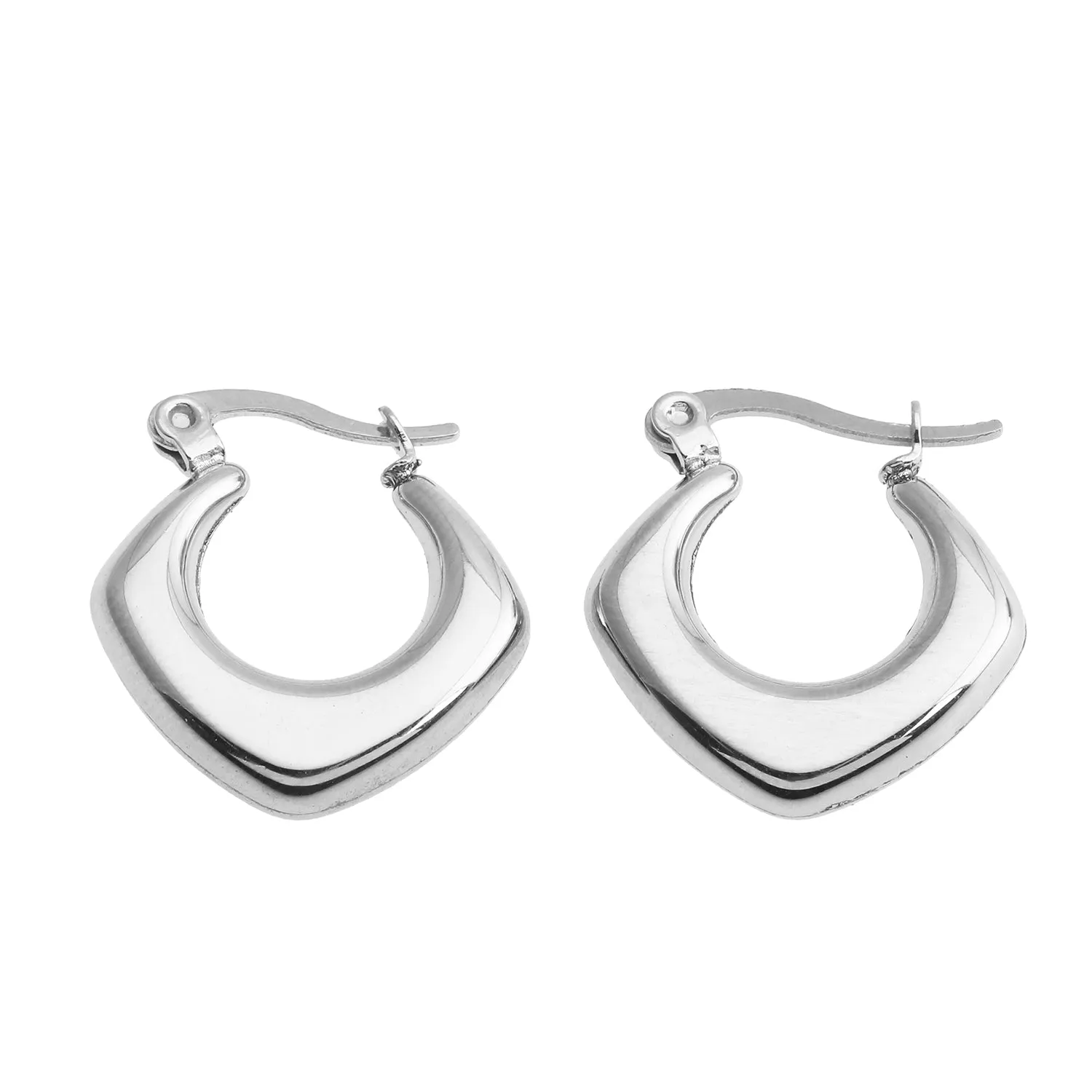 MARIYA Squared Rounded Hoop Earrings Silver sold by Lav & Kush product image thumbnail 3
