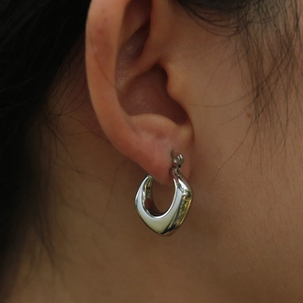 MARIYA Squared Rounded Hoop Earrings Silver sold by Lav & Kush product image thumbnail 2