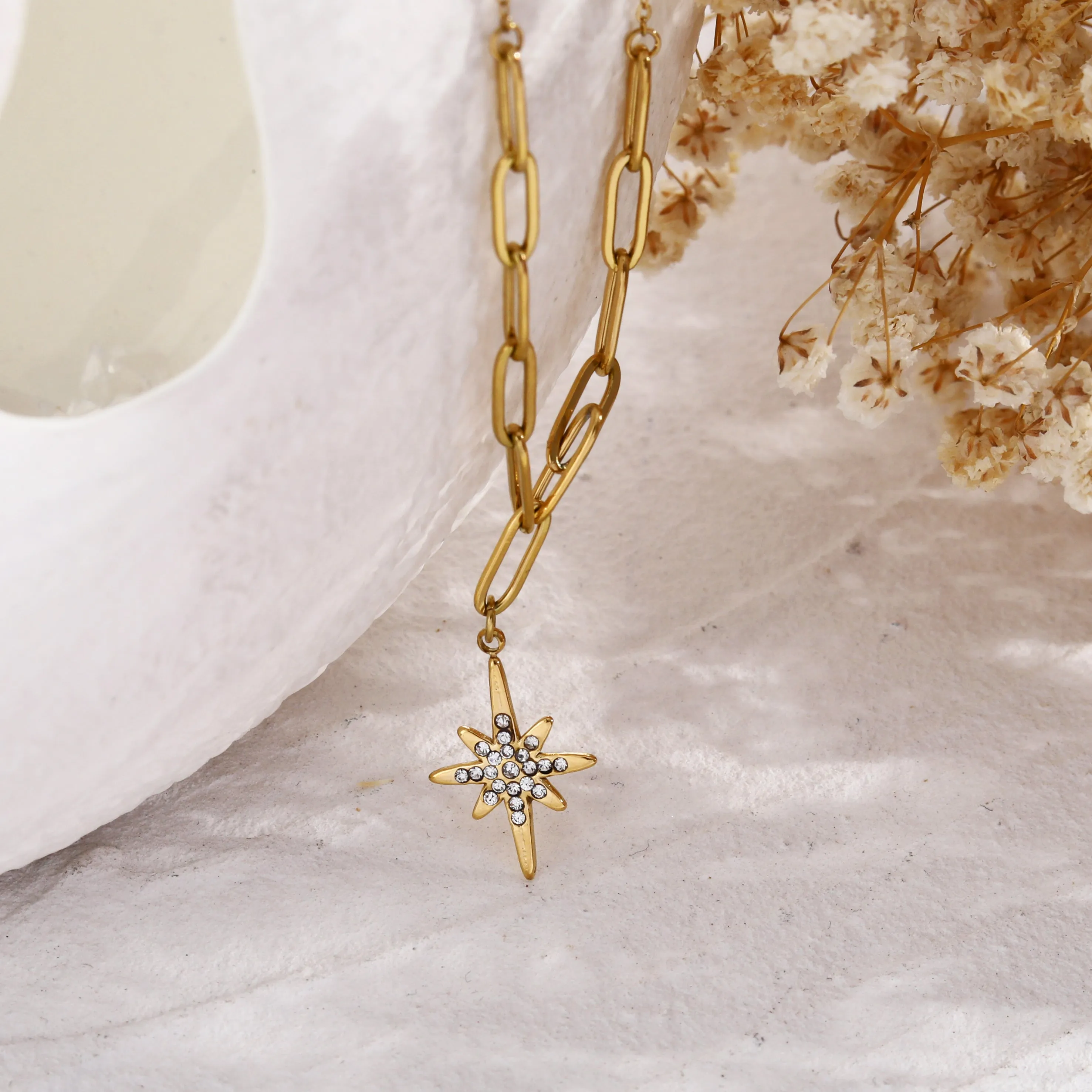 MALVINA Mix Gold Chain with Zirconia Studded Star Pendant sold by Lav & Kush product image thumbnail 5