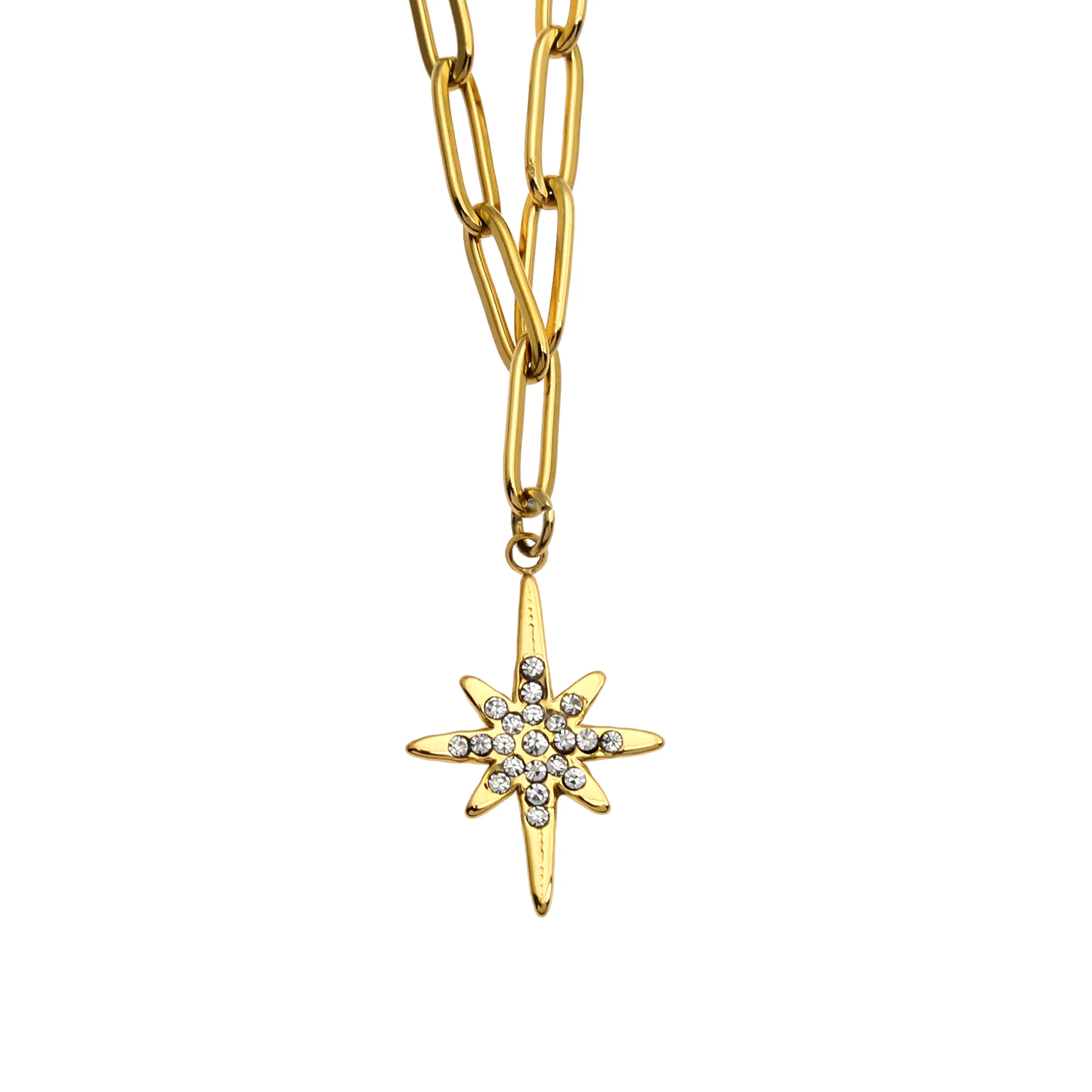 MALVINA Mix Gold Chain with Zirconia Studded Star Pendant sold by Lav & Kush product image thumbnail 2