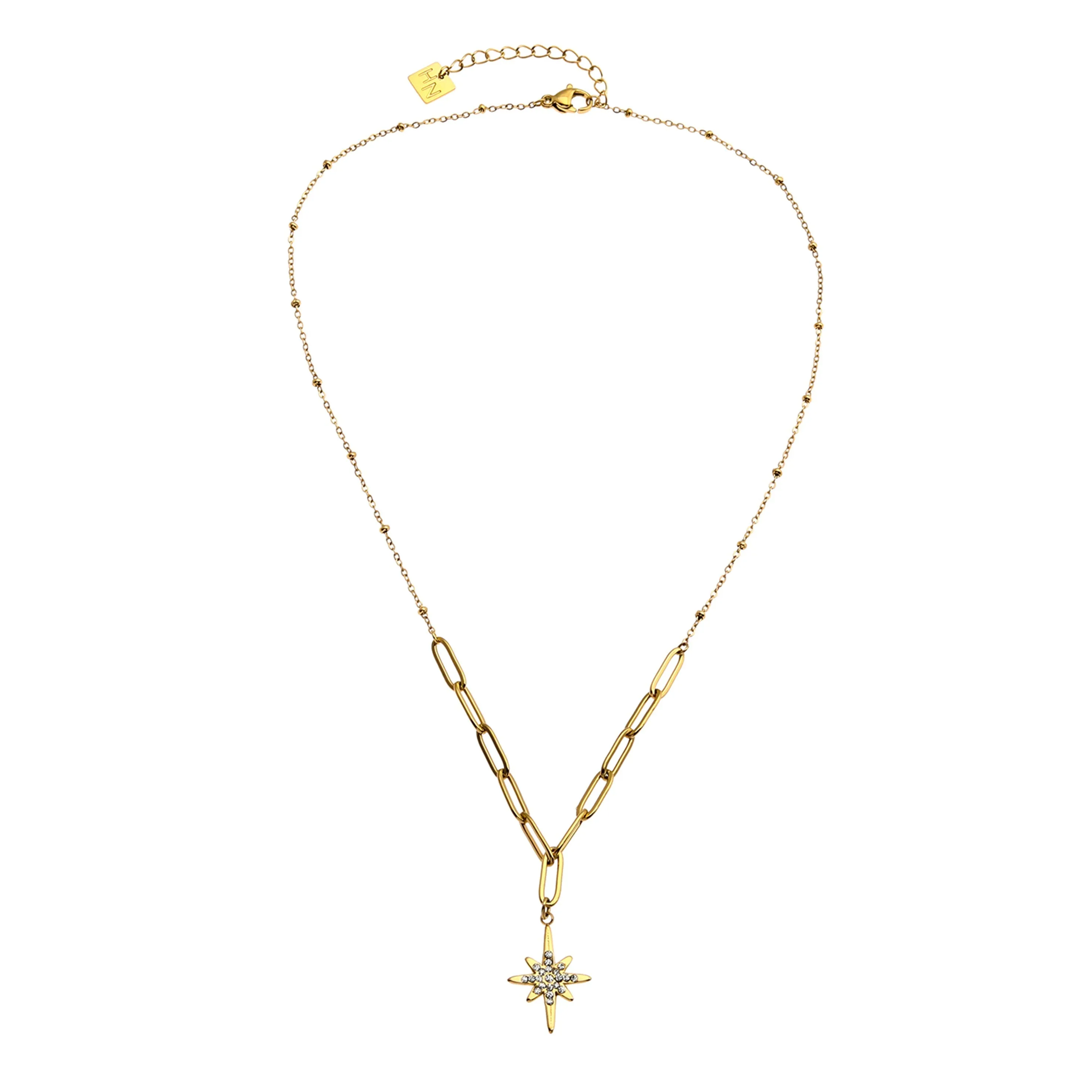 MALVINA Mix Gold Chain with Zirconia Studded Star Pendant sold by Lav & Kush product image thumbnail 3