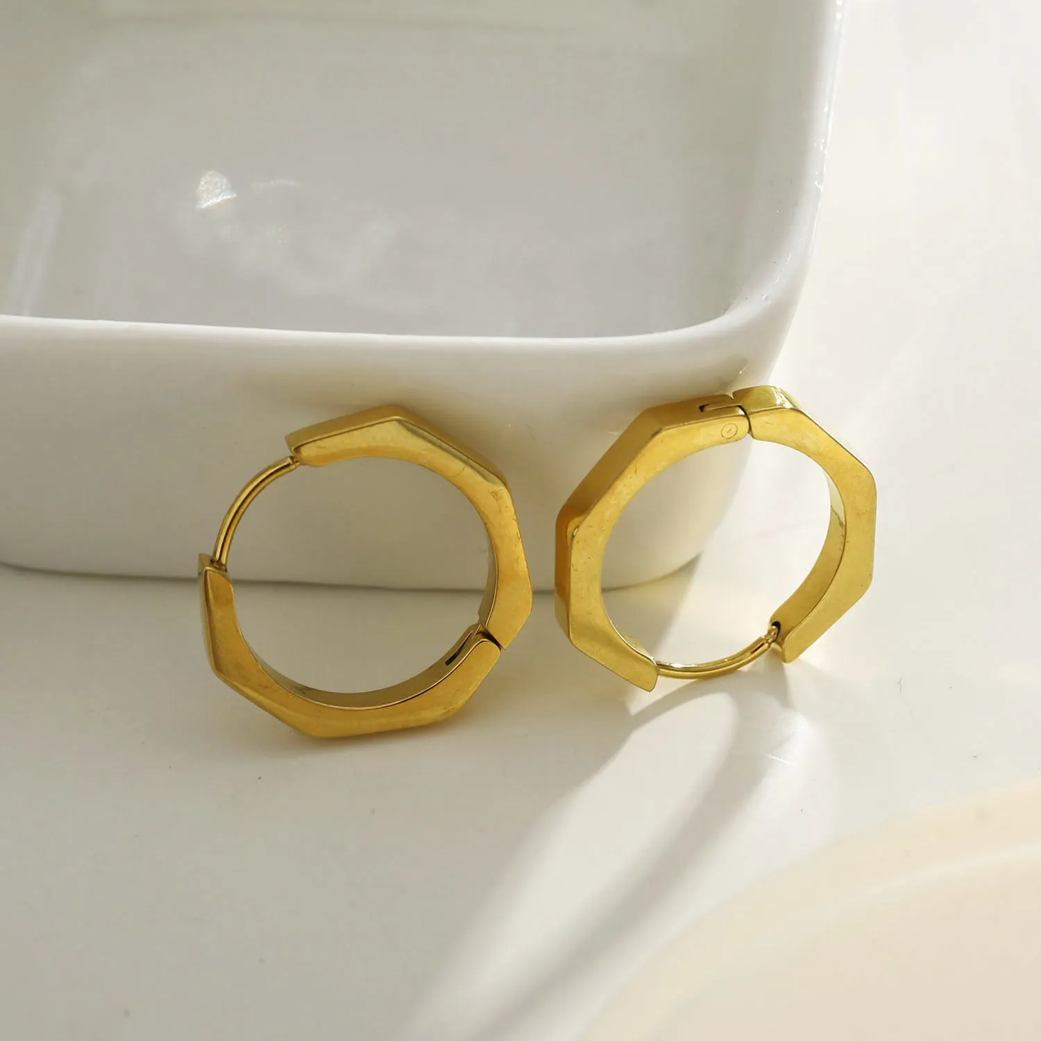 BOLZANO Hexagon Shaped Contemporary Hoop Earrings sold by Lav & Kush product image thumbnail 5