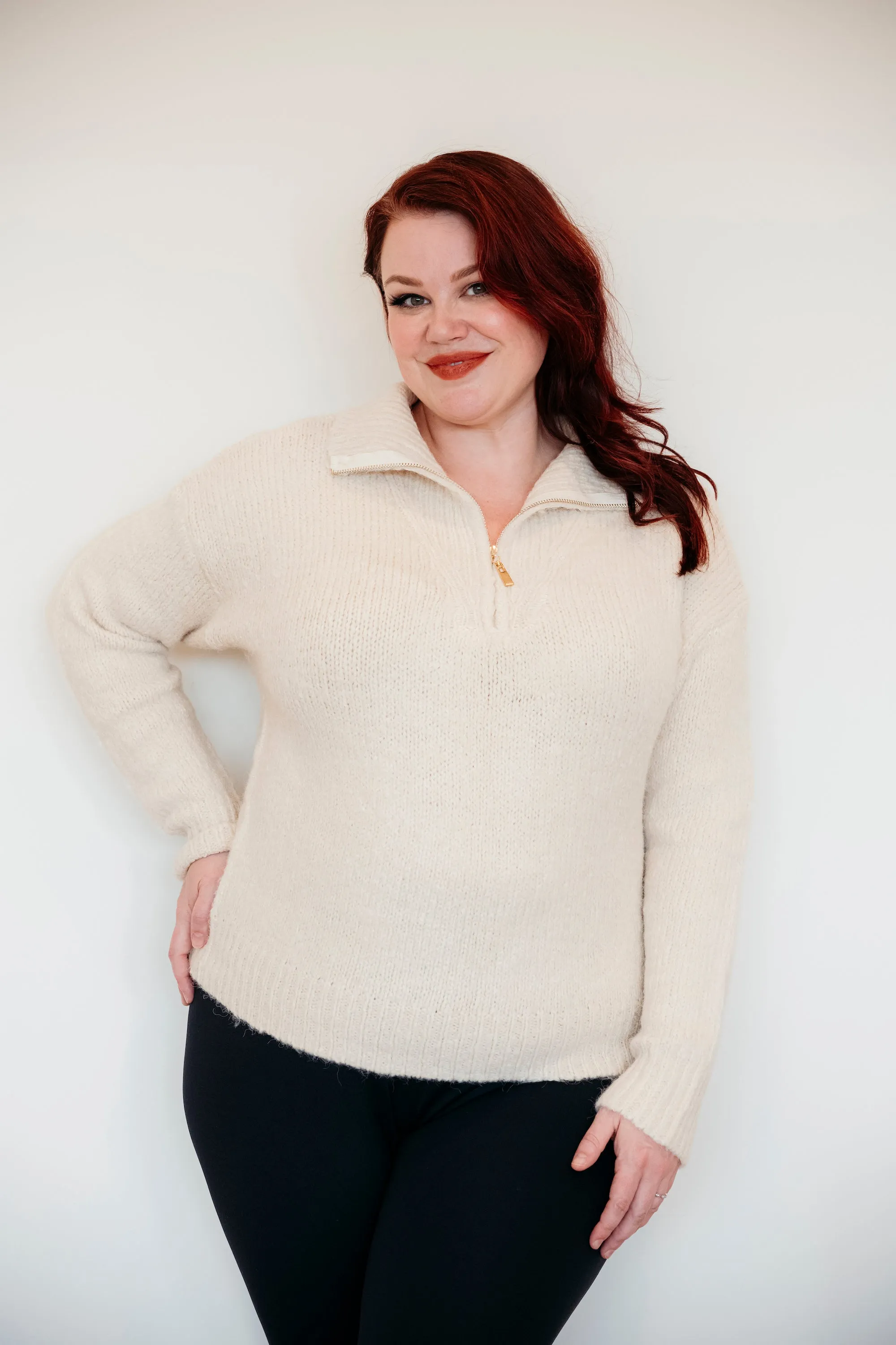 Theo Fuzzy 1/4" Zip Sweater sold by Lav & Kush