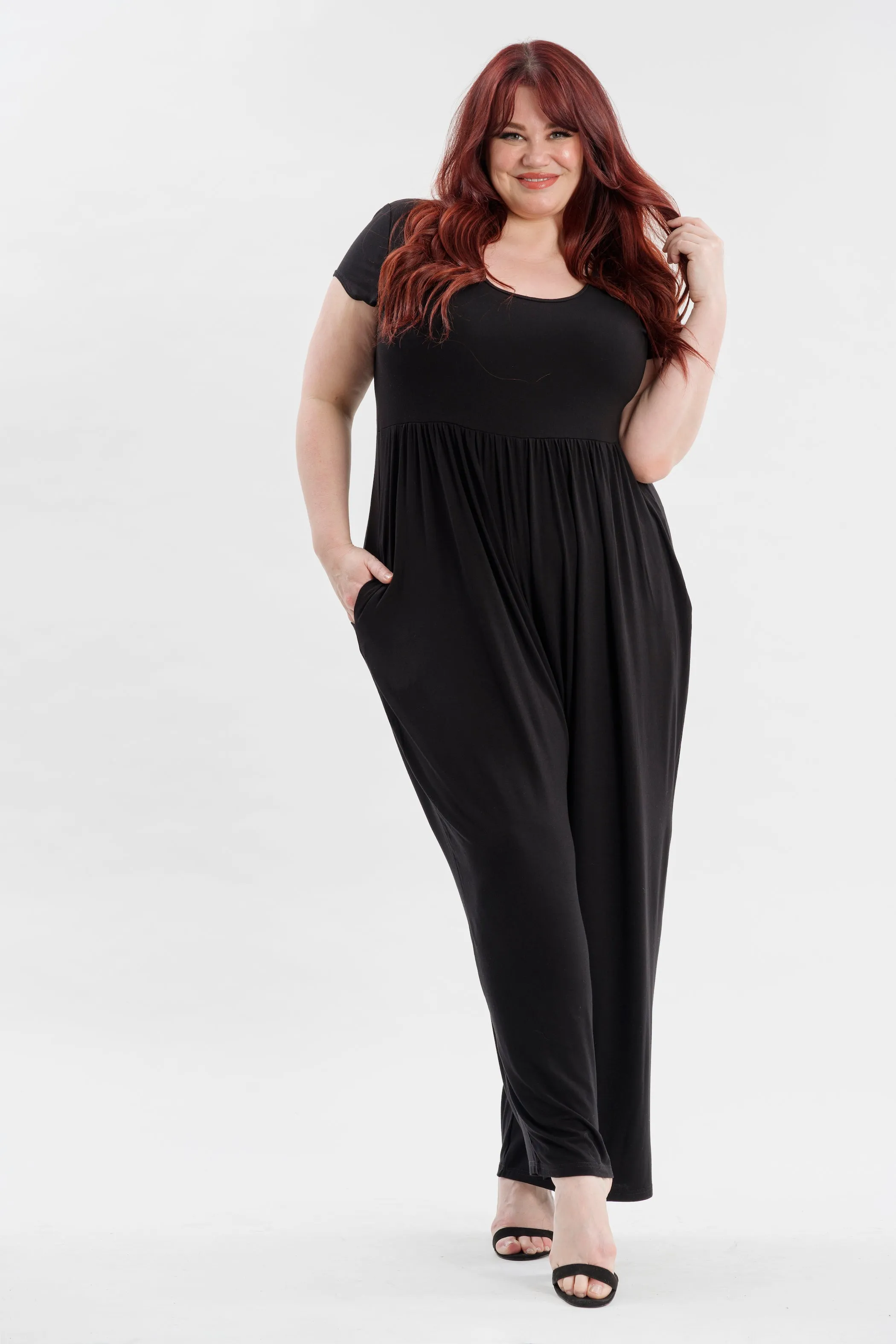 The Short Sleeve Palazzo Romper sold by Lav & Kush