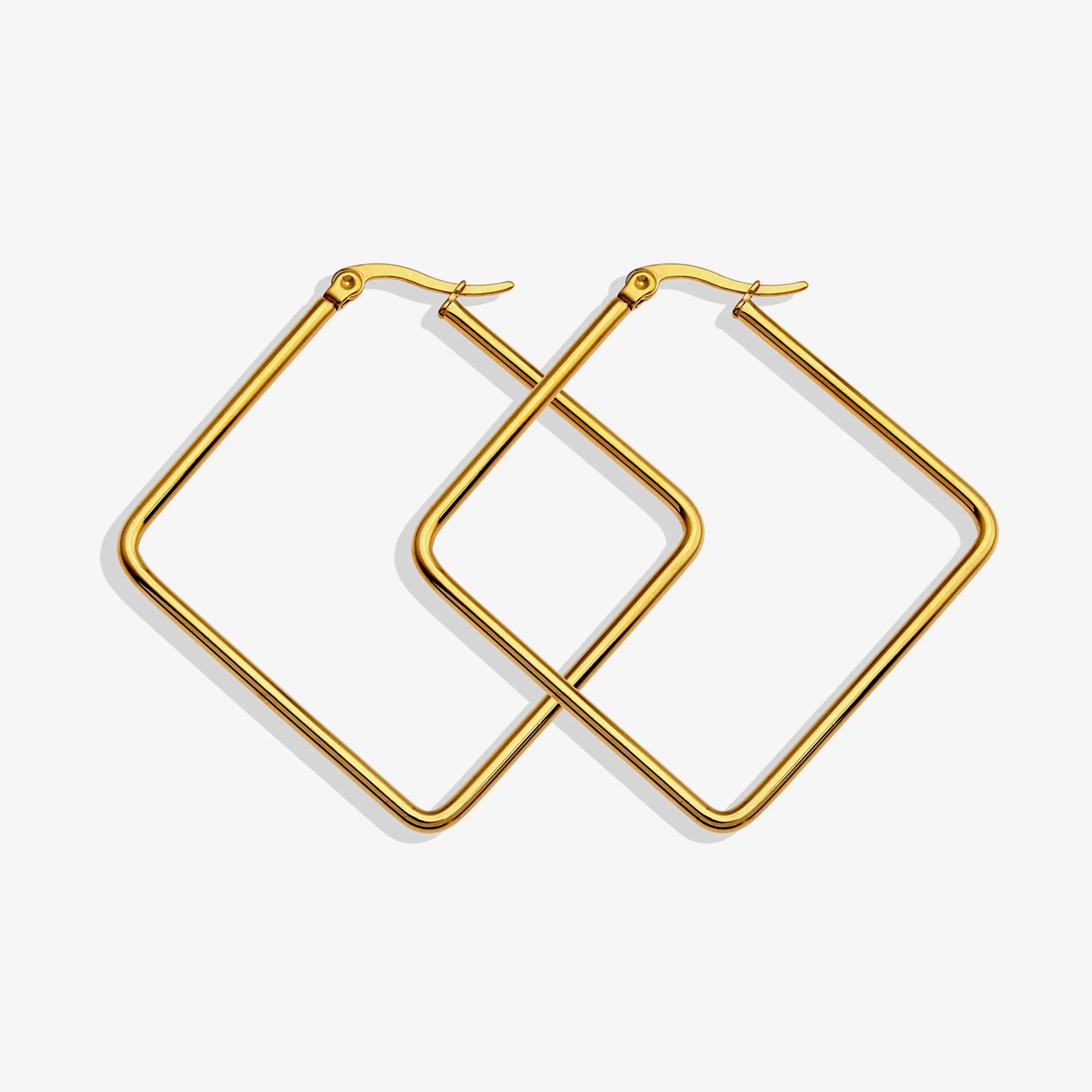 REILYNN Square Shaped Gold Hoops sold by Lav & Kush product image thumbnail 4