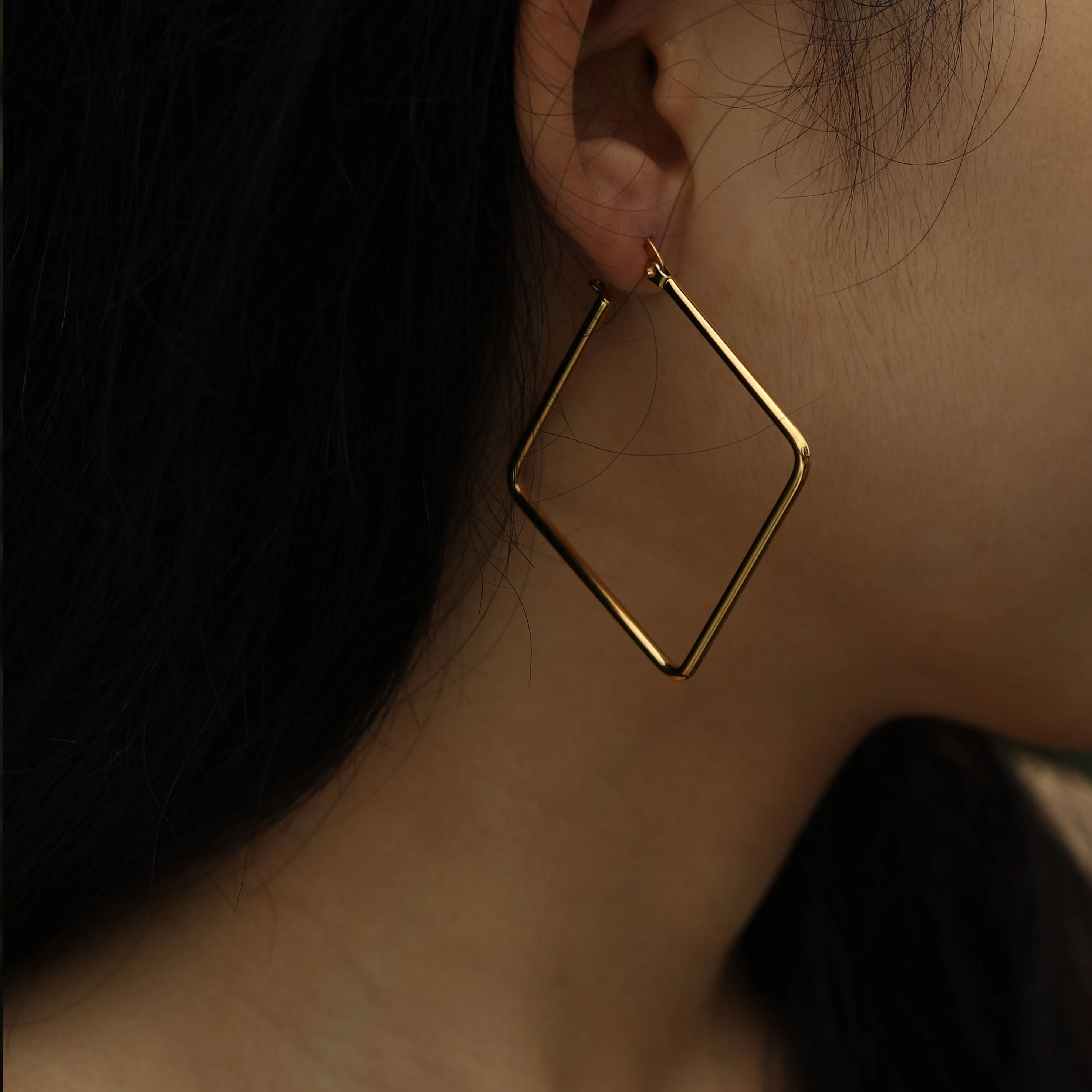 REILYNN Square Shaped Gold Hoops sold by Lav & Kush