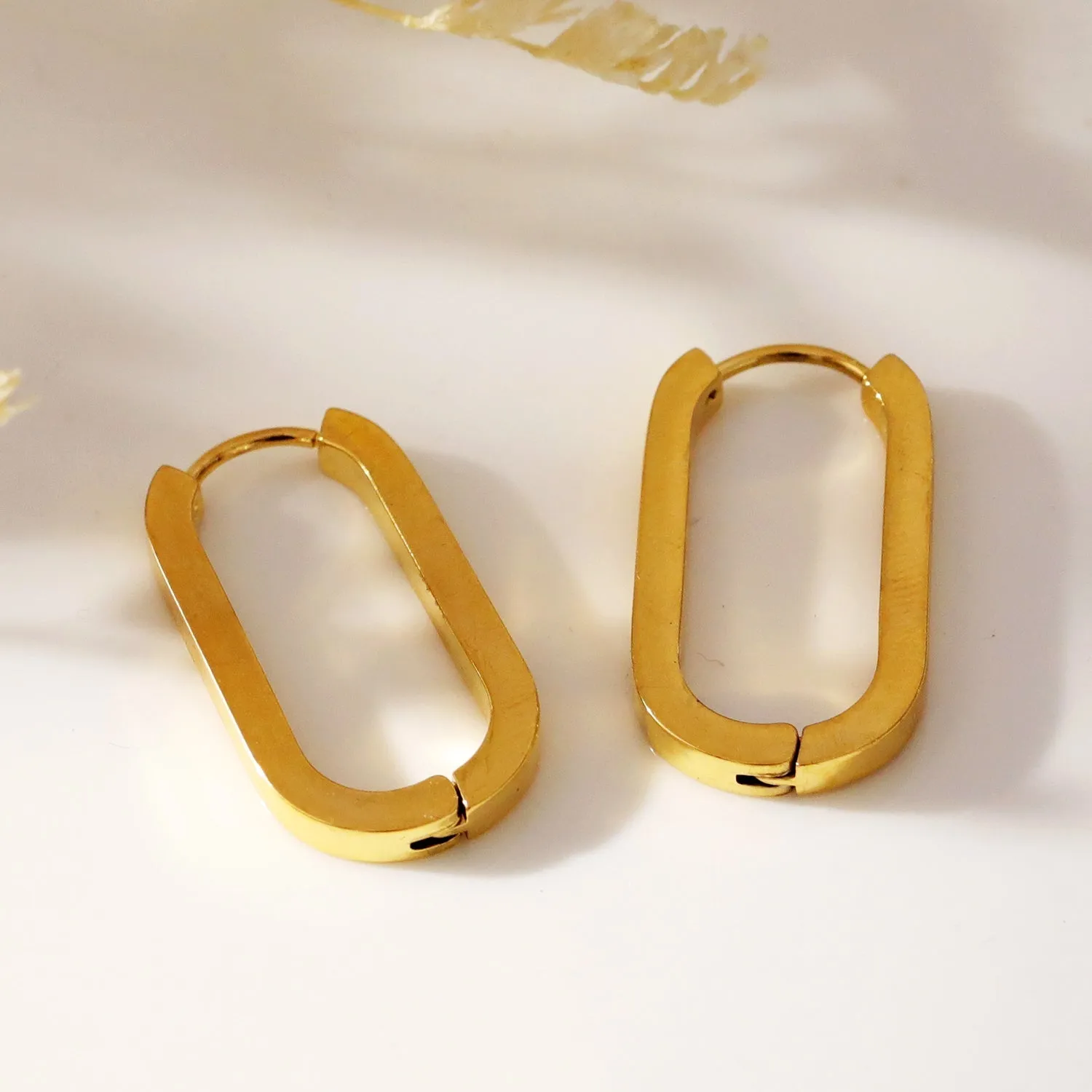 CHANDA Rounded Corners Rectangular Hoop Earrings sold by Lav & Kush product image thumbnail 3