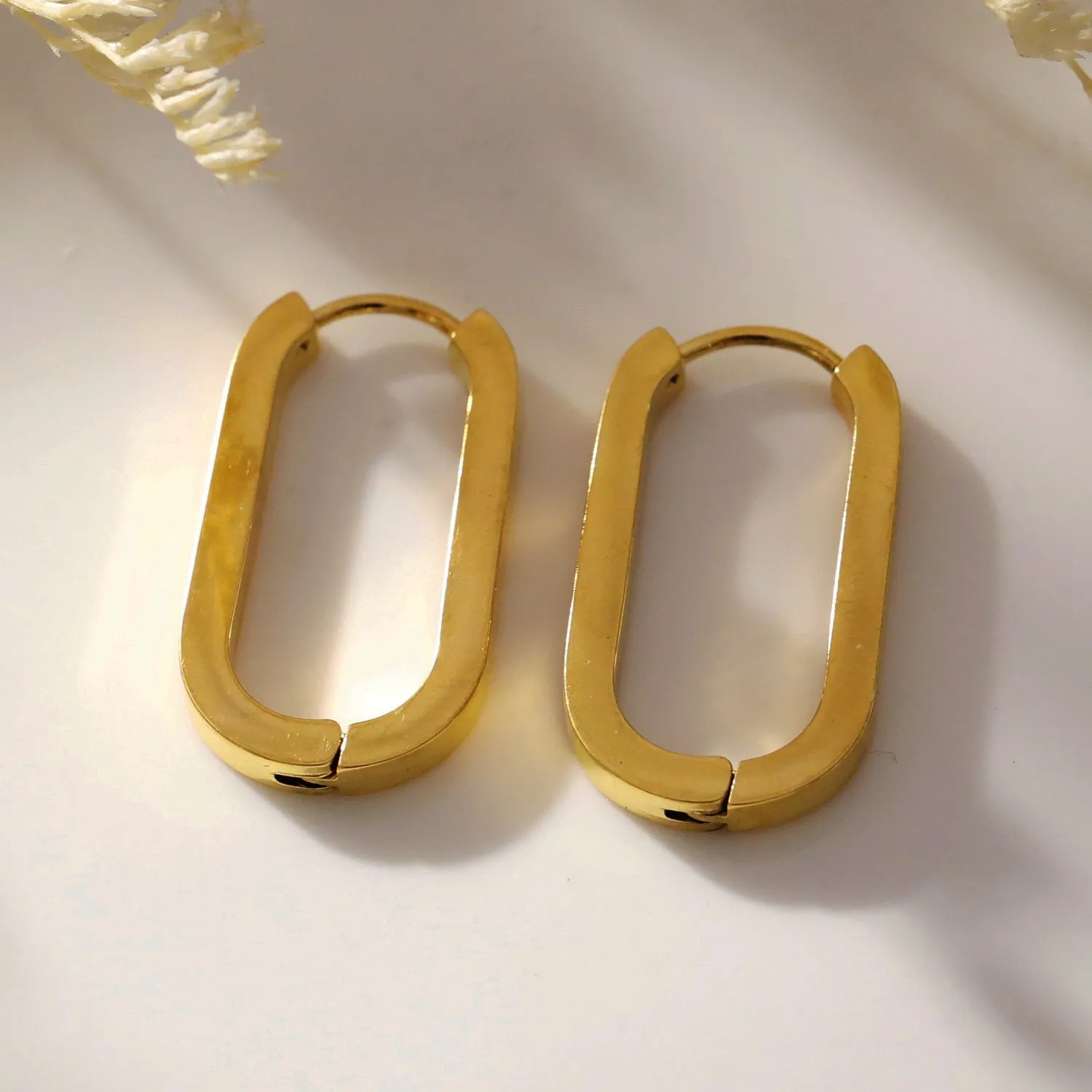 CHANDA Rounded Corners Rectangular Hoop Earrings sold by Lav & Kush product image thumbnail 4