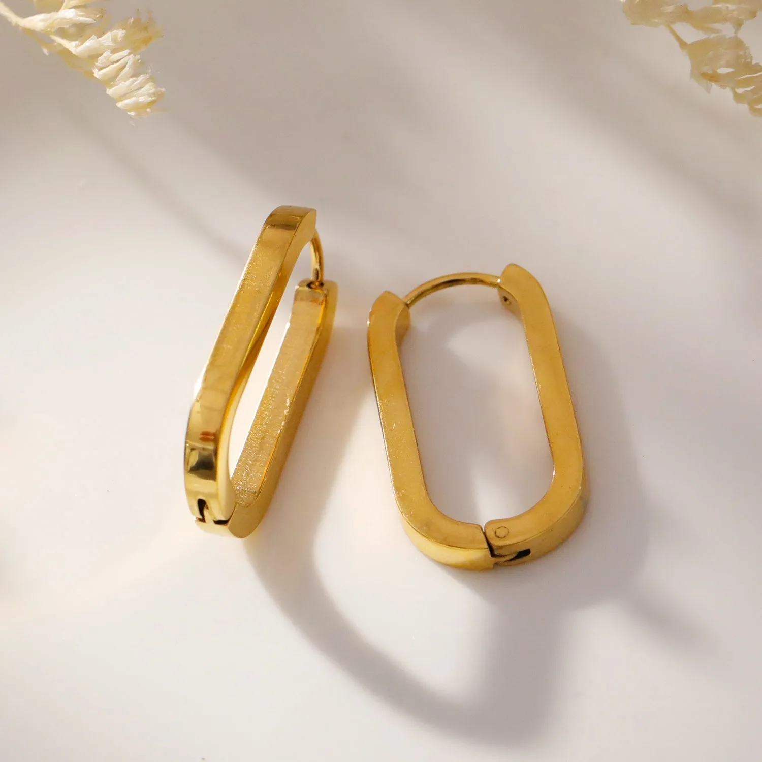 CHANDA Rounded Corners Rectangular Hoop Earrings sold by Lav & Kush product image thumbnail 5