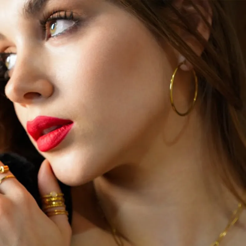 Style BIANCA Gold: Classic Essential Everyday Basic Round Gold Hoops. Available in 7 Sizes - 1cm to 6cm sold by Lav & Kush