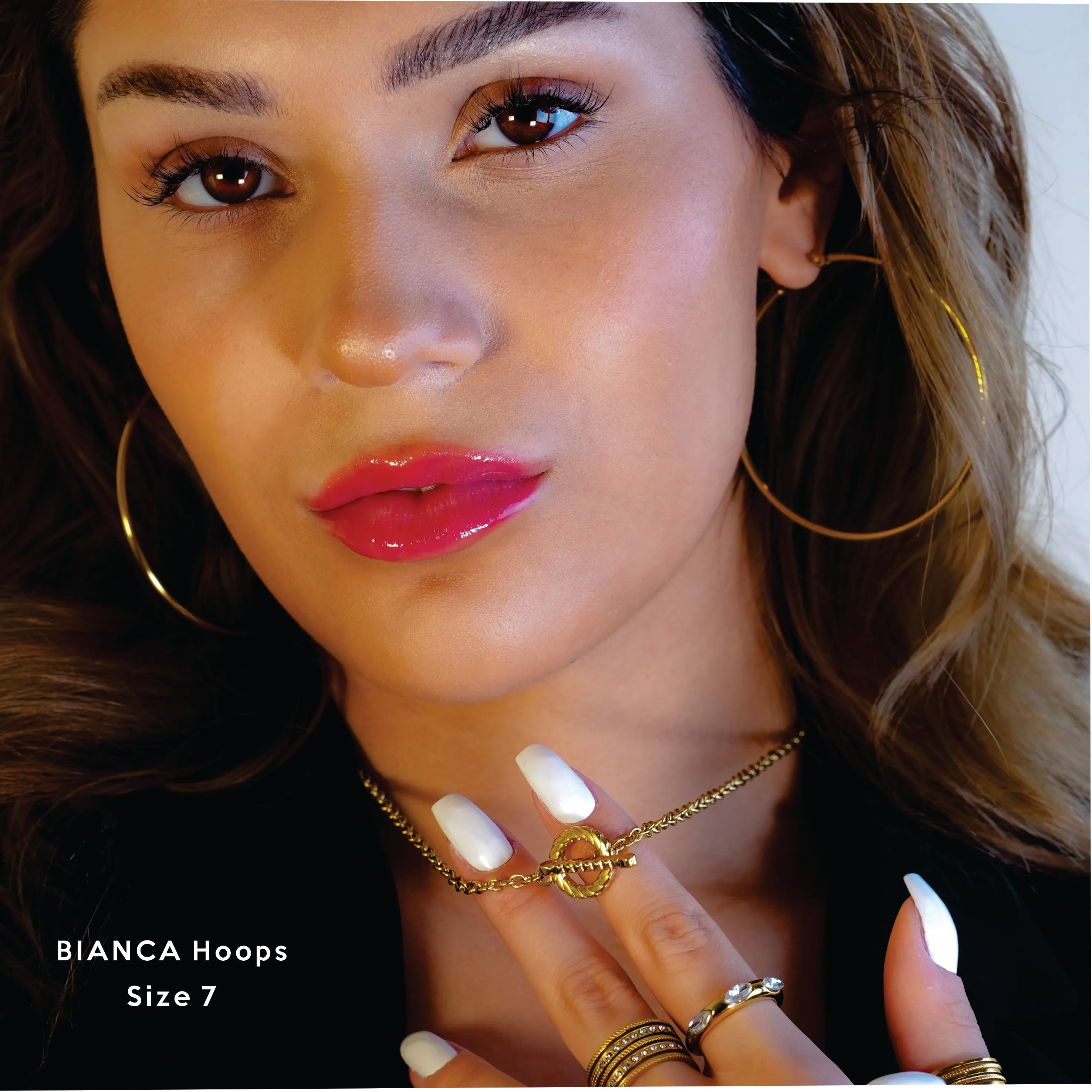 Style BIANCA Gold: Classic Essential Everyday Basic Round Gold Hoops. Available in 7 Sizes - 1cm to 6cm sold by Lav & Kush product image thumbnail 3