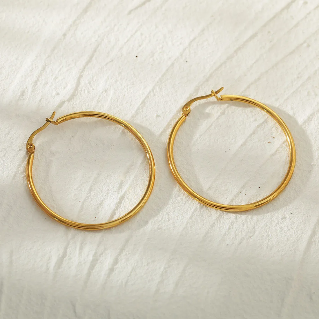 Style BIANCA Gold: Classic Essential Everyday Basic Round Gold Hoops. Available in 7 Sizes - 1cm to 6cm sold by Lav & Kush product image thumbnail 5