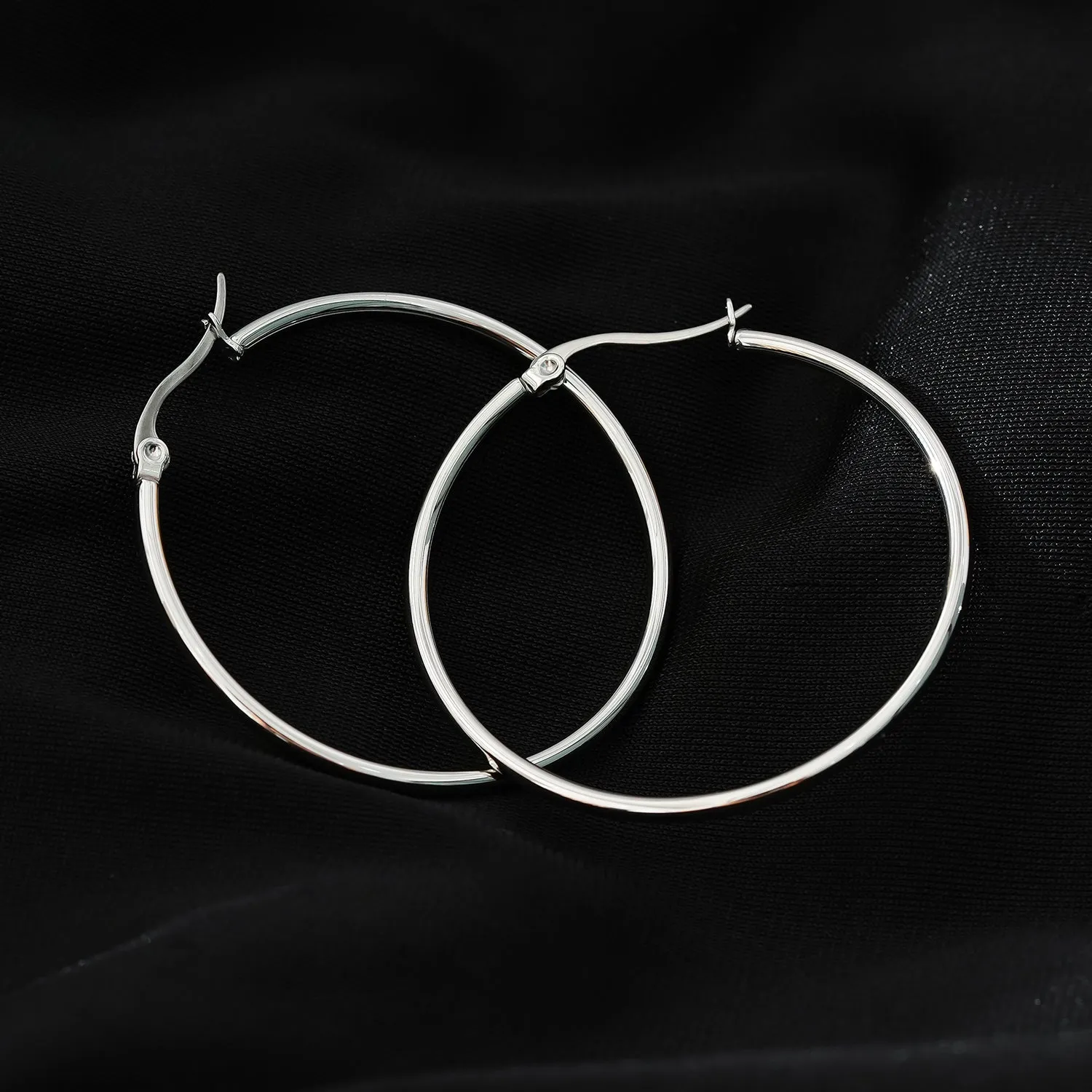 Style BIANCA Silver: Classic Essential Everyday Basic Round Silver Hoops. Available in 7 Sizes - 1cm to 6cm sold by Lav & Kush product image thumbnail 5