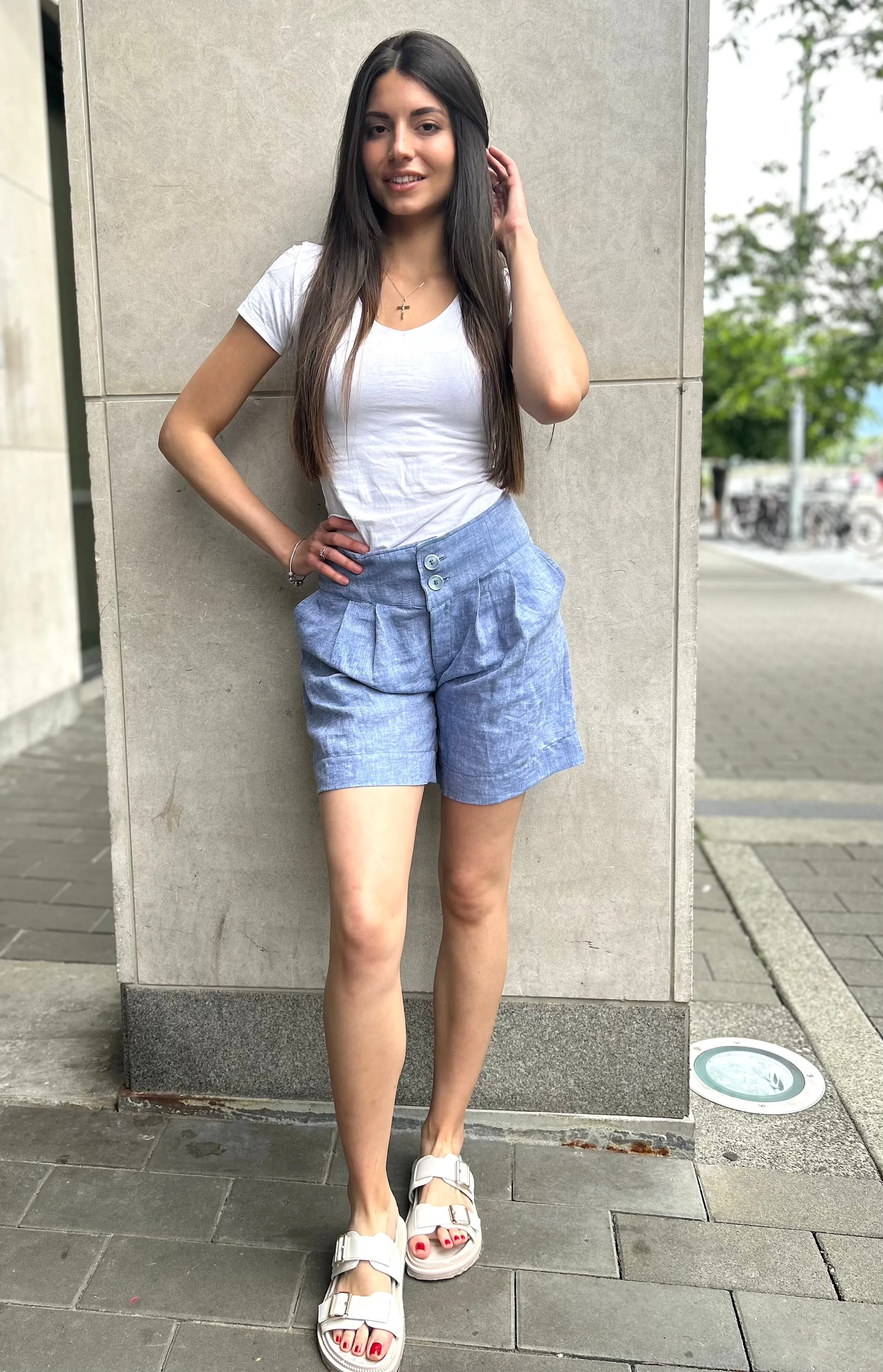 Summer Linen Pleated Short sold by Lav & Kush