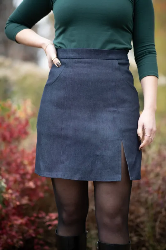 Jupe en denim extensible sold by Meemoza