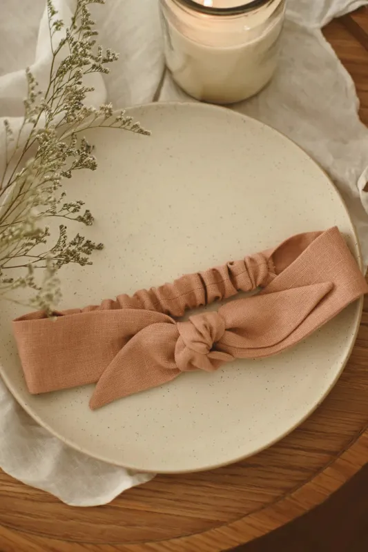 Bandeau avec boucle en Lin - Rosé sold by Meemoza