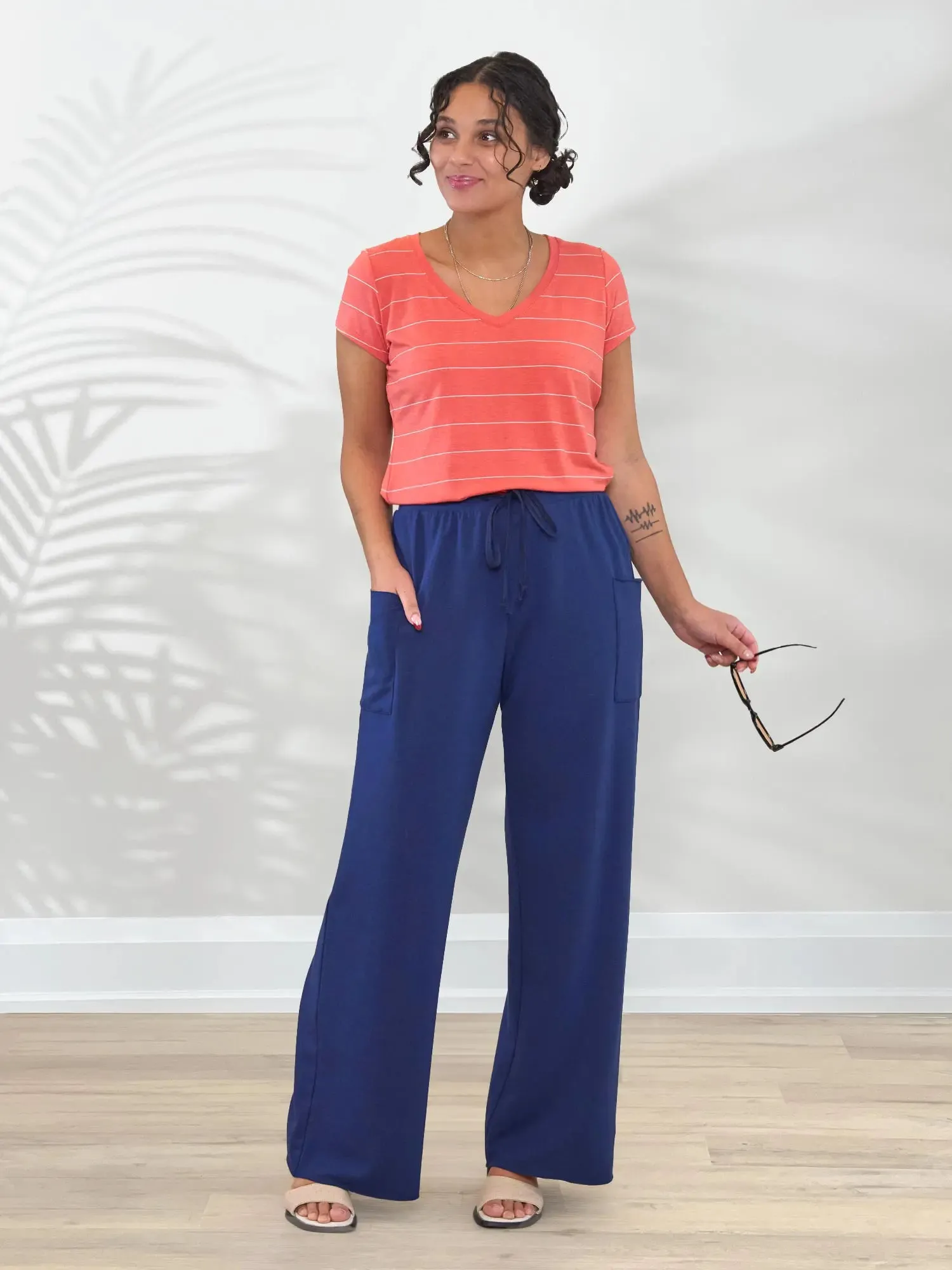 Kimber french terry wide leg lounge pant sold by Miik