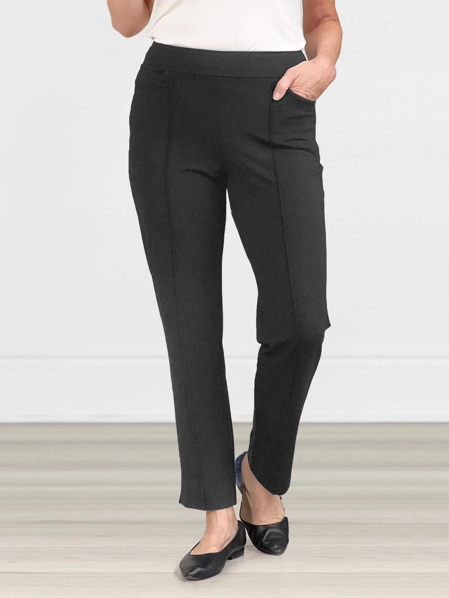 Christal pull-on pintuck ankle pant - FALL COLOURS sold by Miik