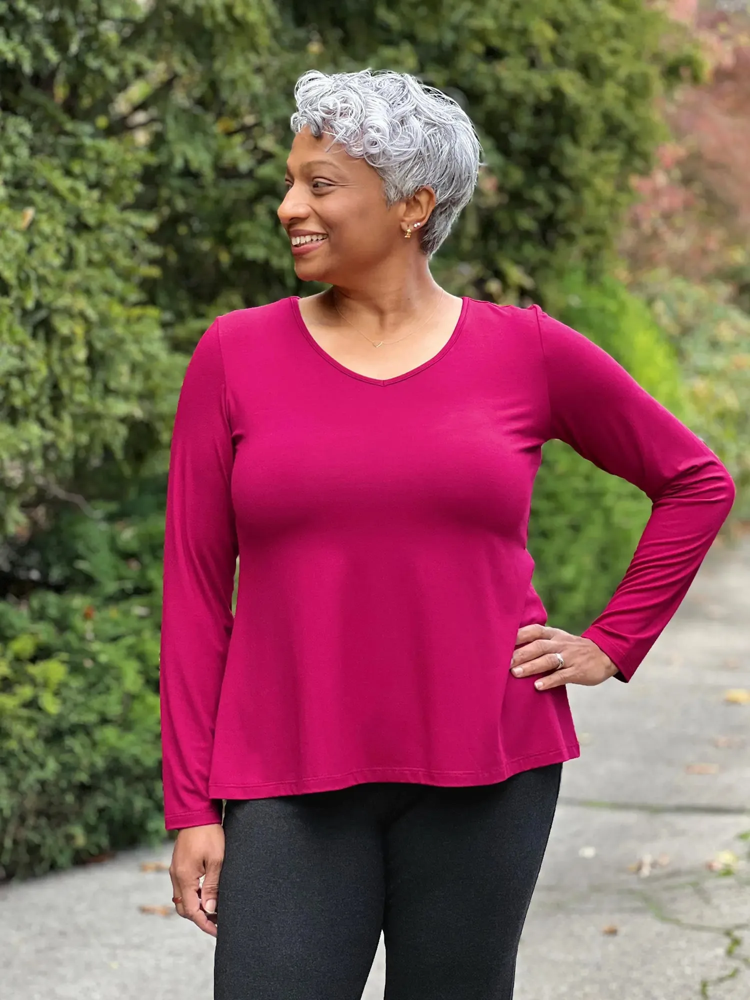 Pippa reversible neckline long sleeve top - FINAL SALE sold by Miik