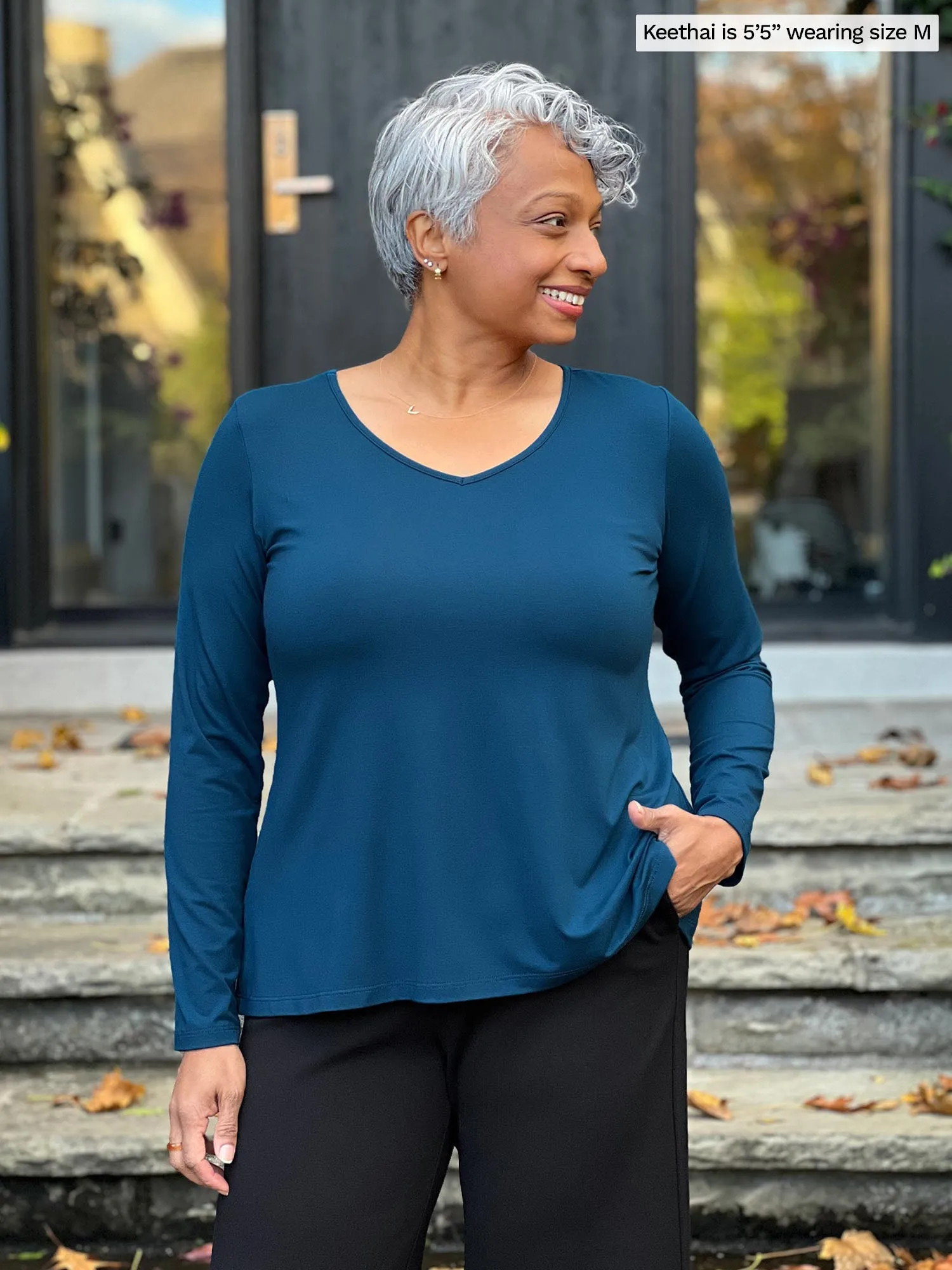 Pippa reversible neckline long sleeve top - FINAL SALE sold by Miik product image thumbnail 5
