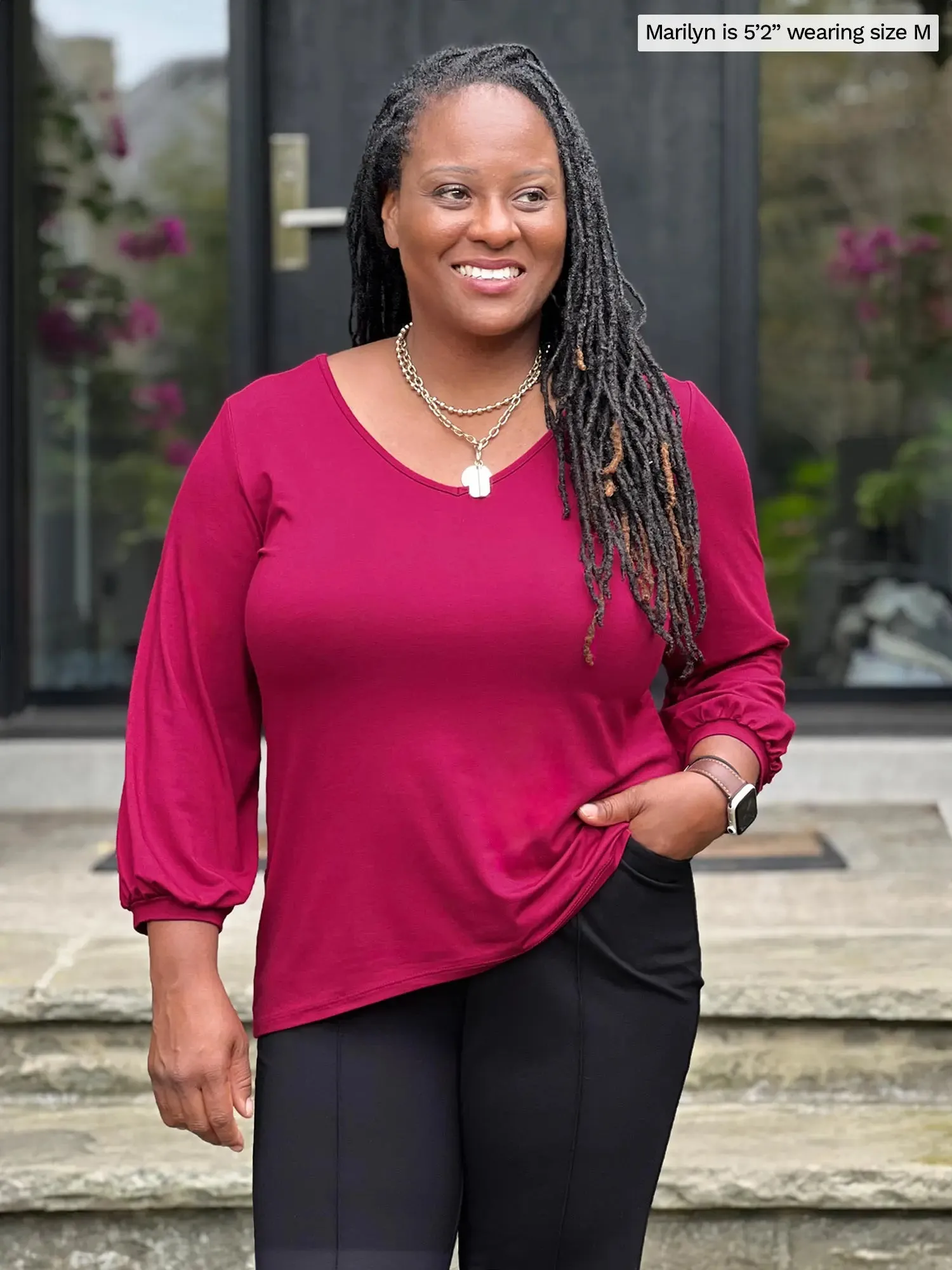 Jayna v-neck 3/4 sleeve top - FINAL SALE sold by Miik product image thumbnail 2