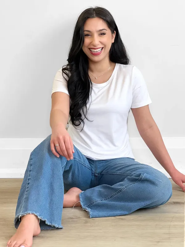Marissa half sleeve crewneck tee made by Miik