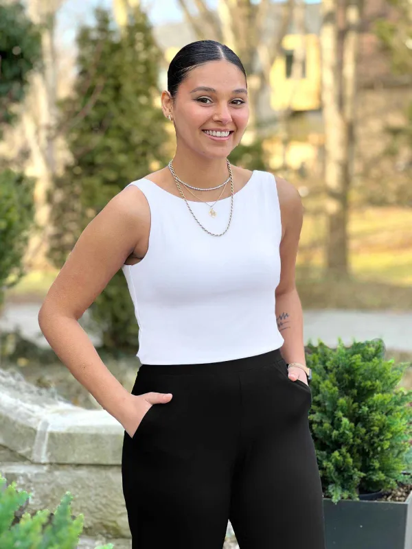 Amina reversible neckline shelf bra tank sold by Miik