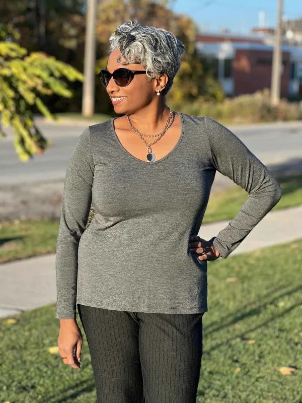 Priya modern long sleeve v-neck top - FINAL SALE sold by Miik