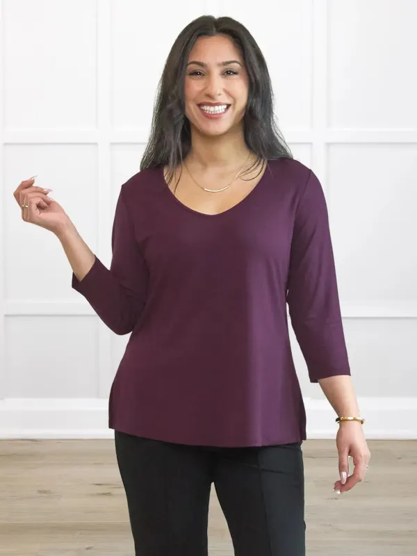 Viola v-neck 3/4 sleeve top - FINAL SALE made by Miik
