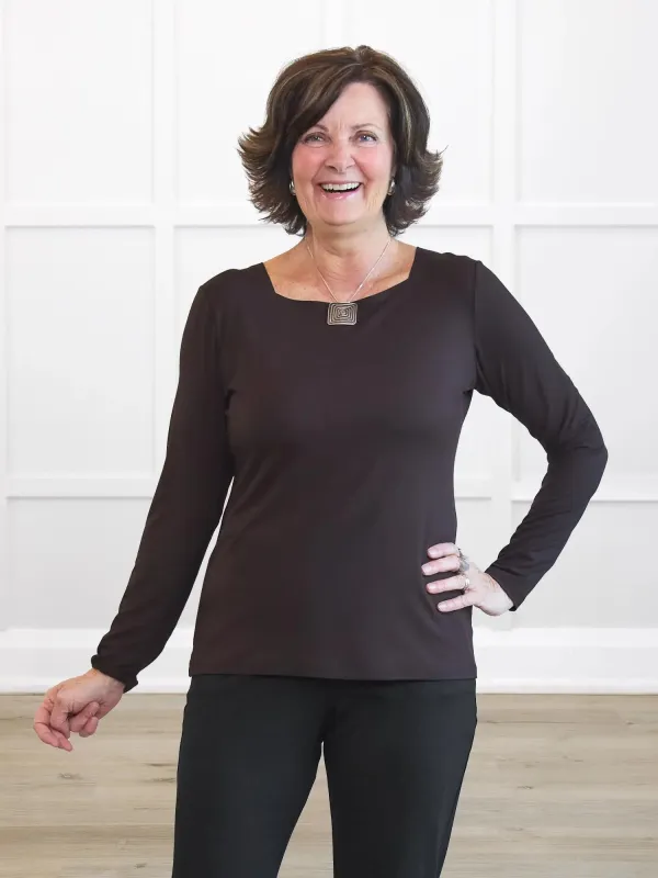 Elora square neck long sleeve top sold by Miik