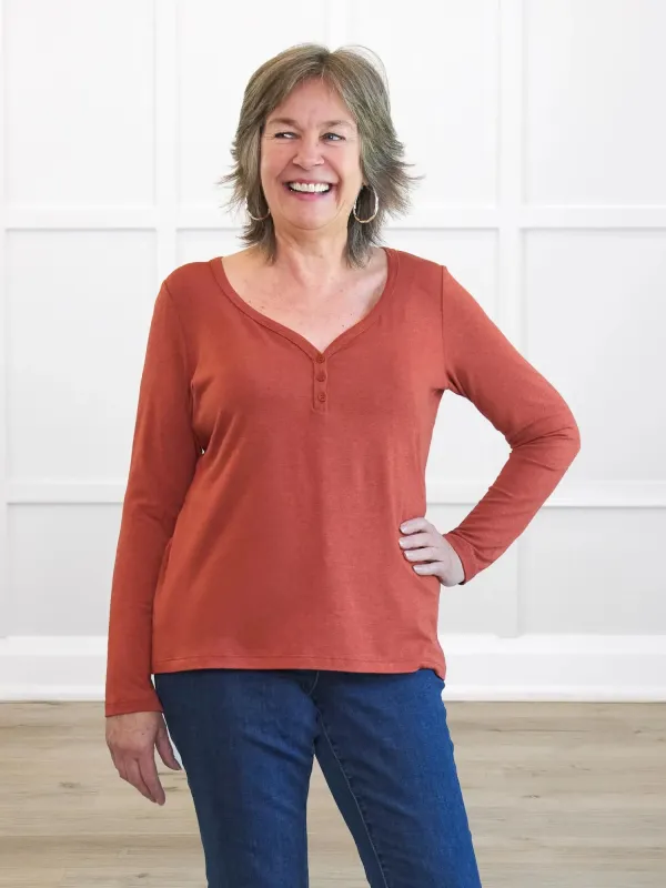 Rian long sleeve henley top sold by Miik