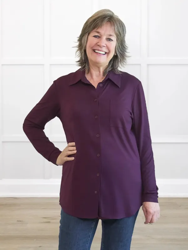 Fabia long sleeve button up tunic sold by Miik