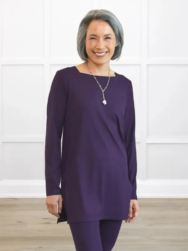 Peggy square neck side slit tunic sold by Miik