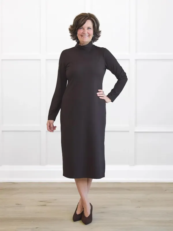 Giada long sleeve mockneck dress sold by Miik