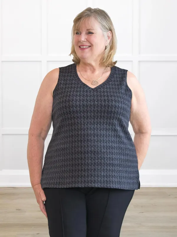 Dory houndstooth v-neck sweater vest sold by Miik
