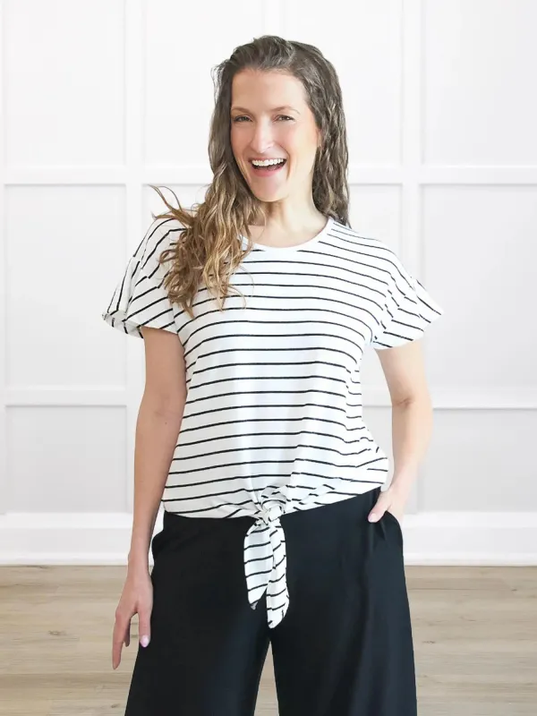 [50% OFF] Allegra flutter sleeve knot top [SLIGHTLY FLAWED] - FINAL SALE sold by Miik