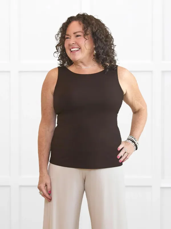 Darla boatneck shelf bra tank made by Miik