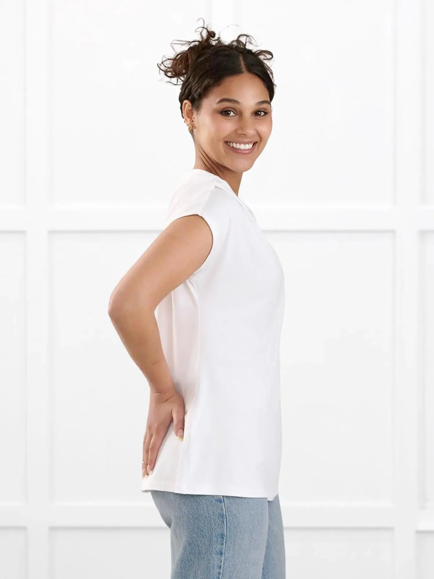 Yuna draped reversible neckline top sold by Miik product image thumbnail 4