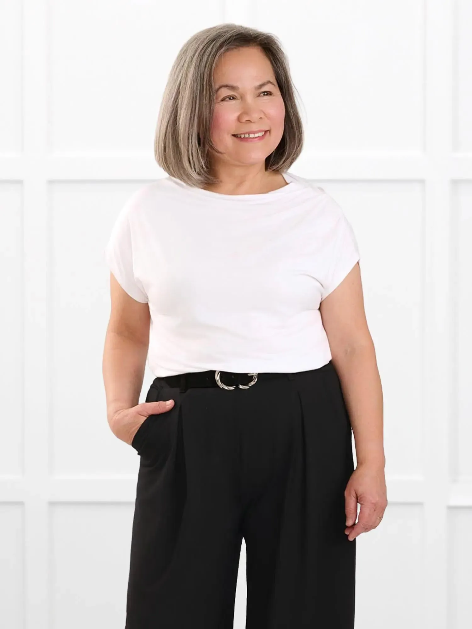 Yuna draped reversible neckline top sold by Miik product image thumbnail 3