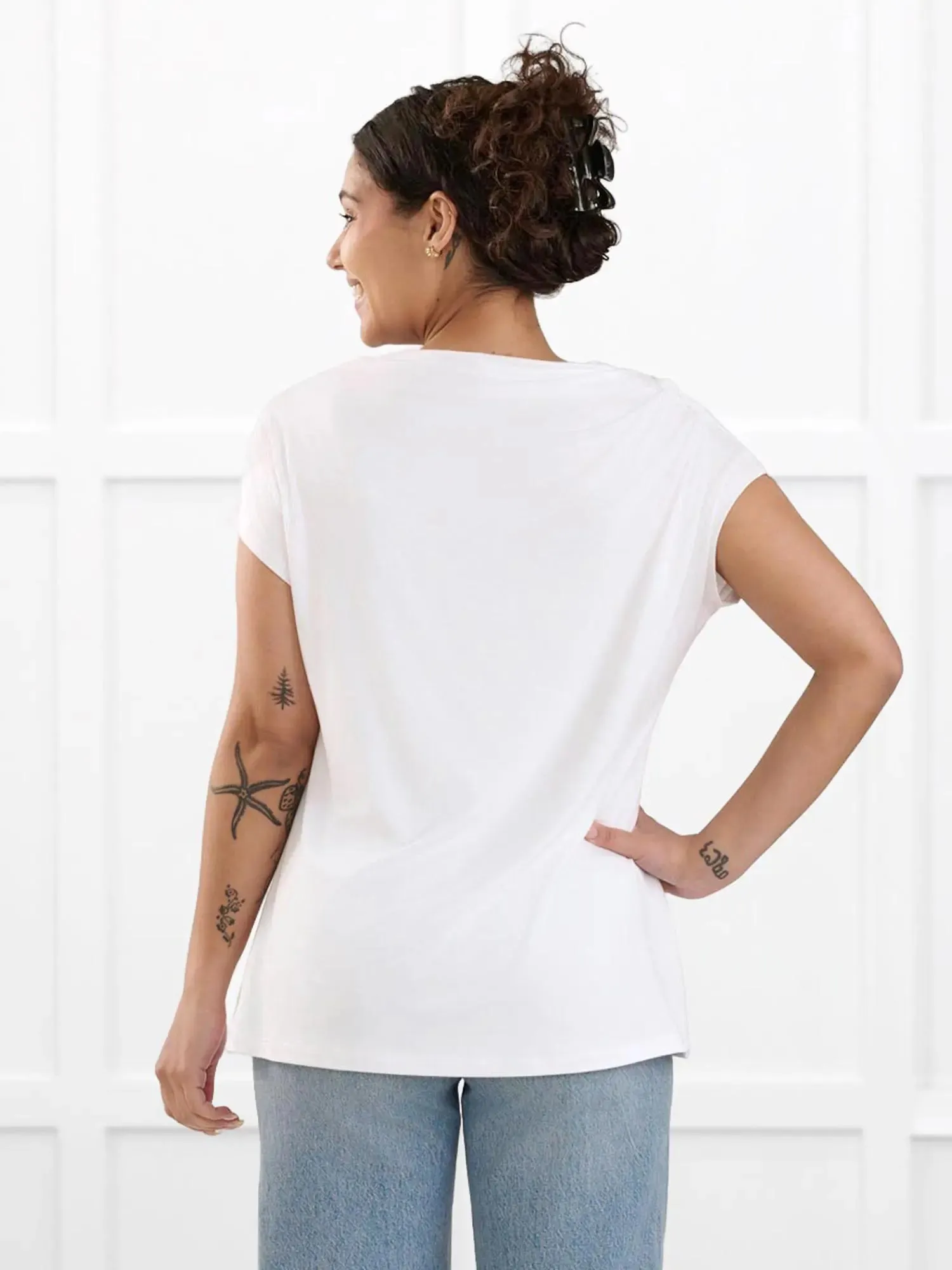 Yuna draped reversible neckline top sold by Miik product image thumbnail 5
